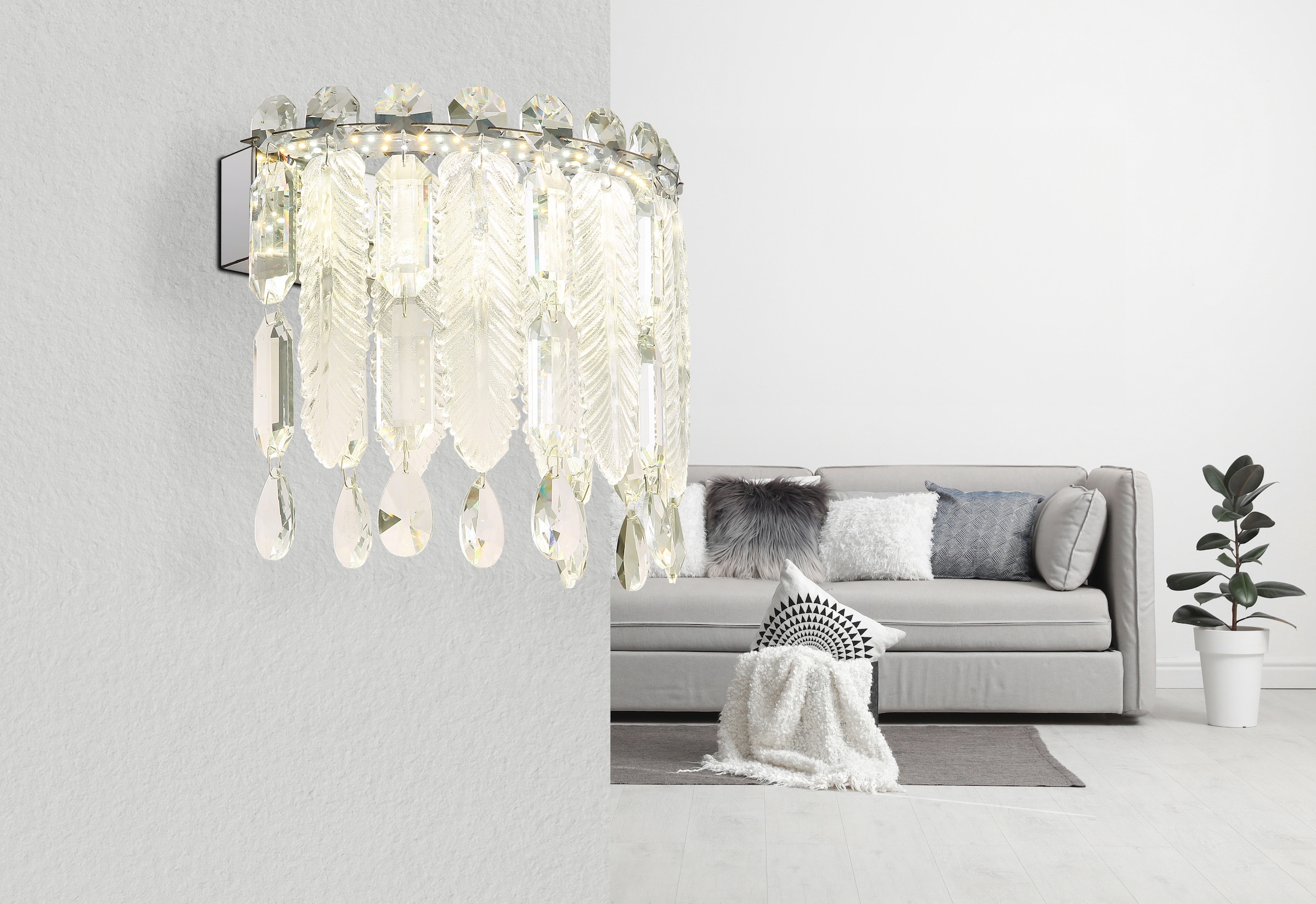 GLOBO LIGHTING Wandleuchte »KLUNKA« LED-Modul 1 Stk. Wandlampe Wand Wohnzimmer Flur Wandbeleuchtung