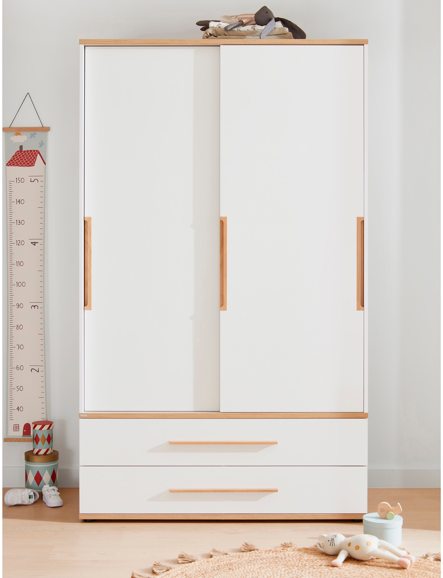 PAIDI Kleiderschrank »YOLANDA 2T2S schmal«, Schiebetüren mit hochwertigen Aluminiumschienen, 2 Schubladen