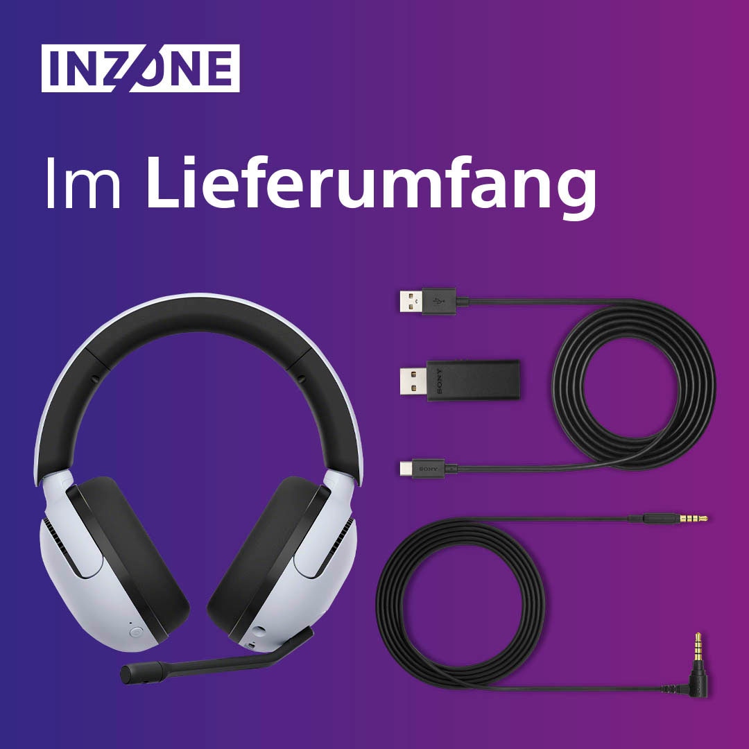 Sony Gaming-Headset »INZONE H5«, Bluetooth, Rauschunterdrückung, 360 SpatialSound, 28Std Akkulaufzeit, geringe Latenz, Mic mit AI