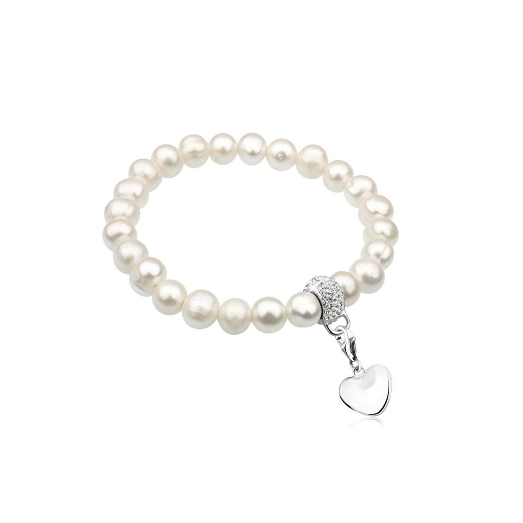 Nenalina Perlenarmband »Herz Perlen Kristalle Love 925 Silber«