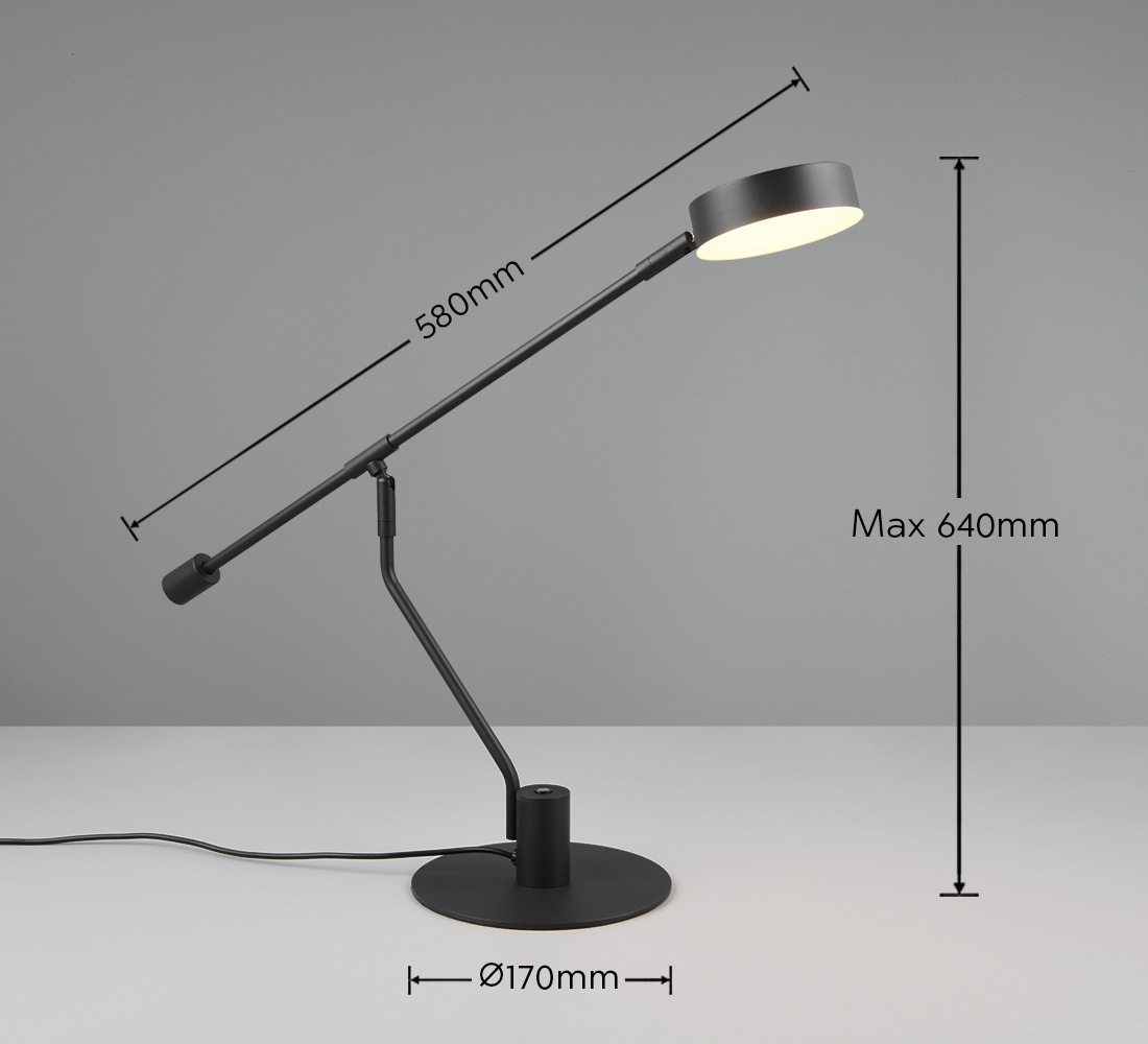 TRIO Leuchten LED Schreibtischlampe »MANDURO, LED Tischleuchte Leseleuchte 6W 560 Lumen CCT dimmbar« LED-Board 1 Stk. Farbwechsler 2700-6500K warmweiß bis kaltweiß und per Touch stufenlos dimmbar