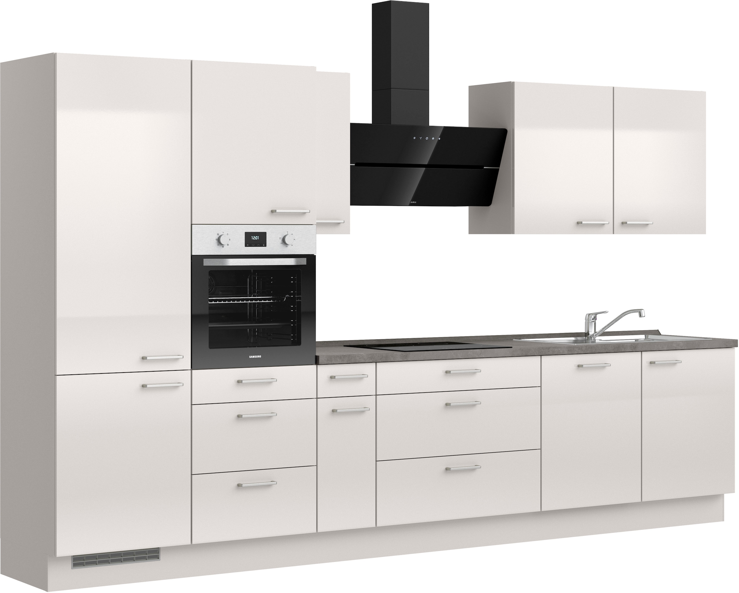 nobilia® Küchenzeile »"Flash II" mit Hochglanz Fronten«, vormontiert, Ausrichtung wählbar, Breite 360 cm, wahlw. mit E-Geräten