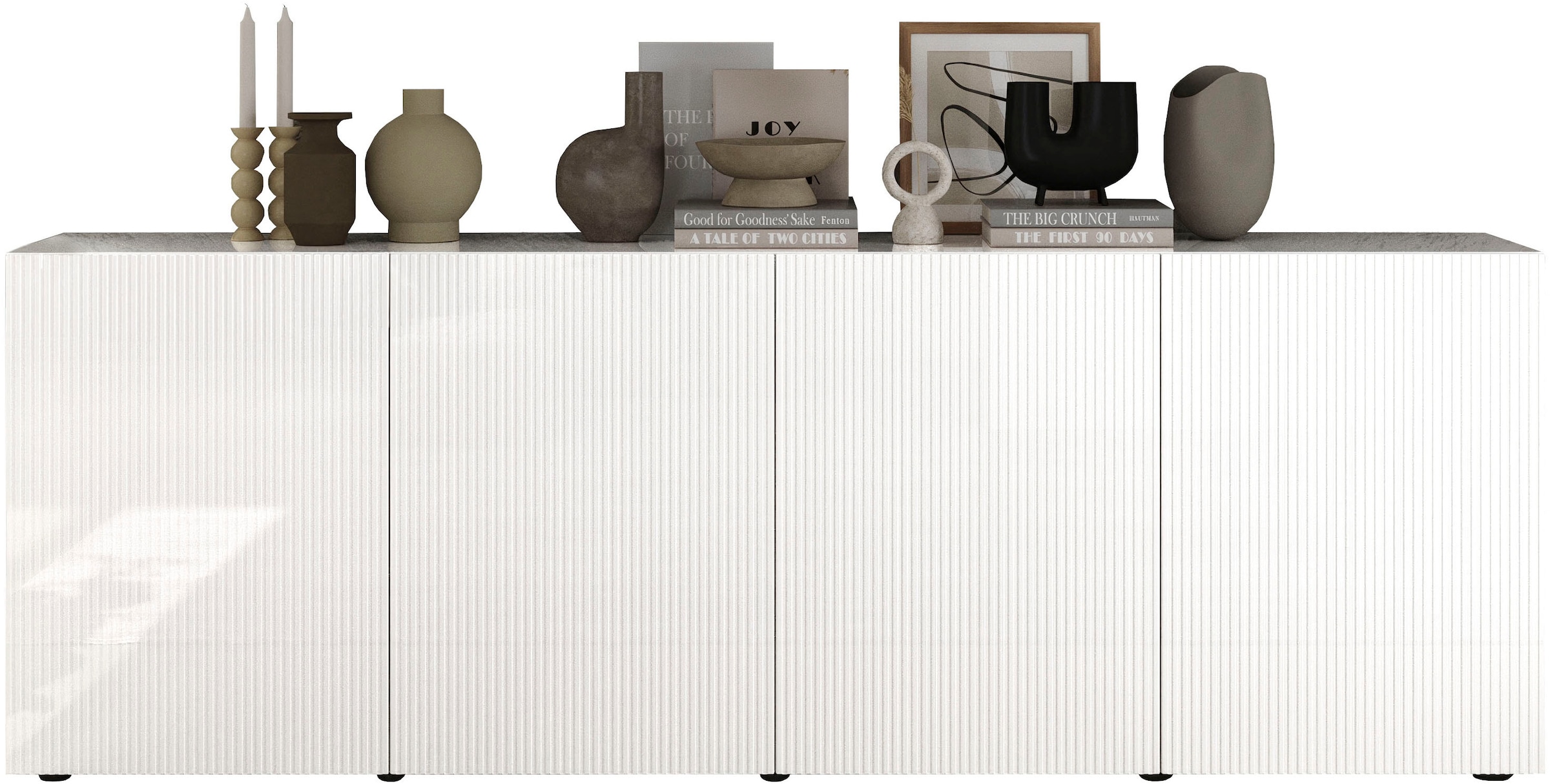 INOSIGN Sideboard »Rio Breite 240 cm, Kommode mit 4 Türen, Anrichte,«, geriffelte MDF-Fronten, modern u. elegant, viel Stauraum