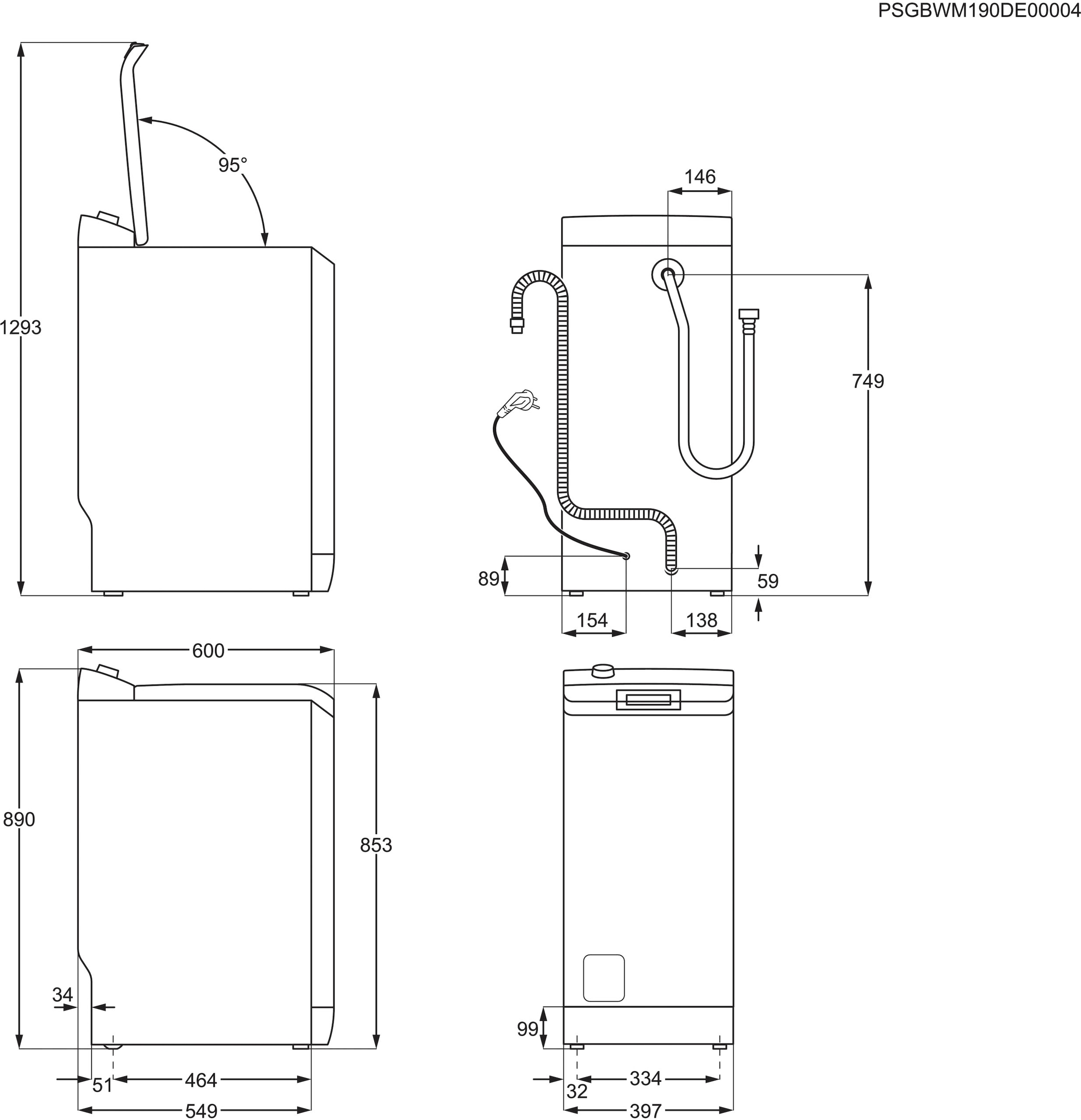 AEG Waschmaschine Toplader »LTR7C37STL 913143735«, 7 kg, 1300 U/min, ProSteam - Dampf-Programm für 96 % weniger Wasserverbrauch