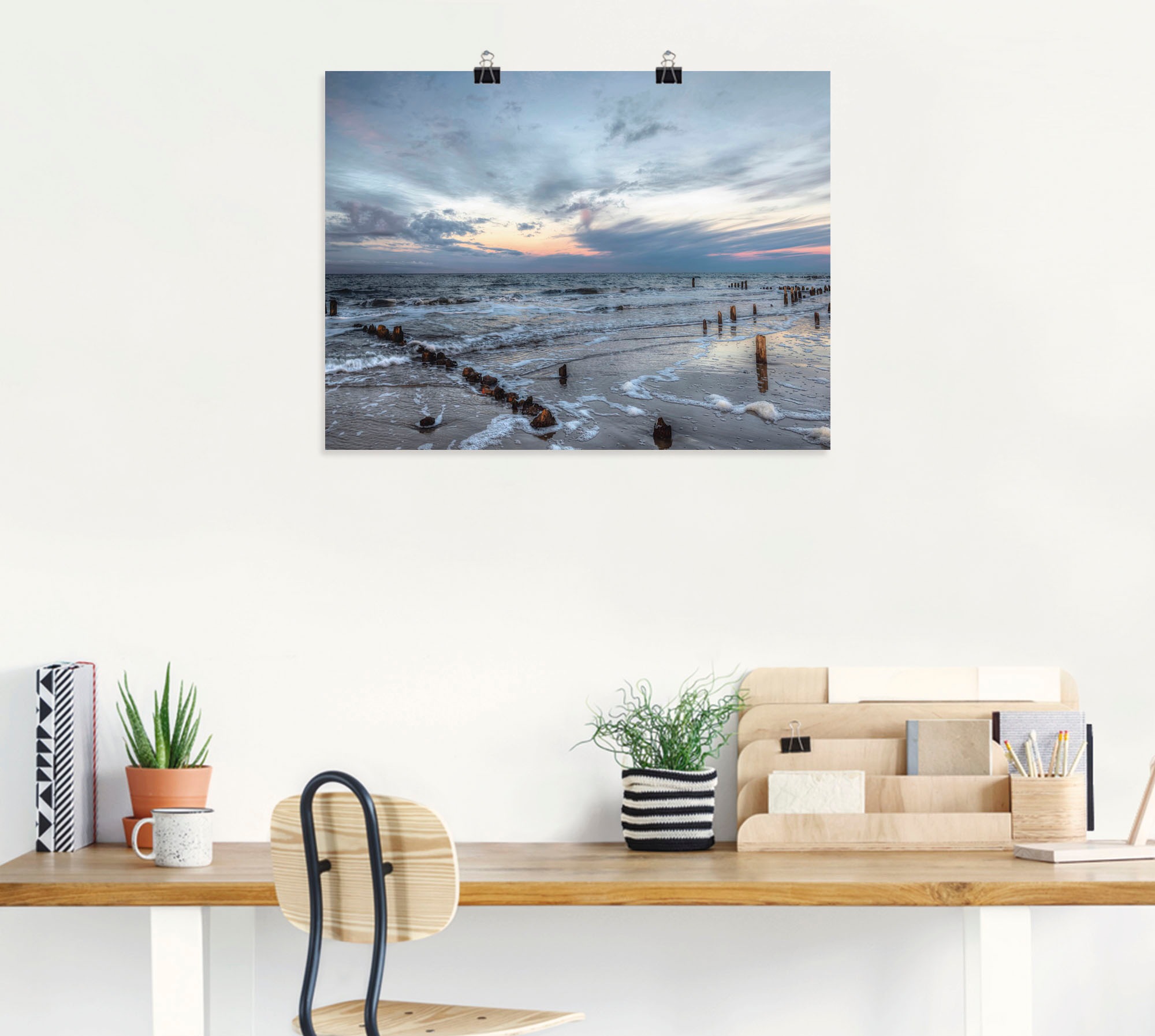 Artland Wandbild »Winter Sonnenuntergang am Meer«, Gewässer, (1 St.), als Leinwandbild, Poster, Wandaufkleber in verschied. Größen