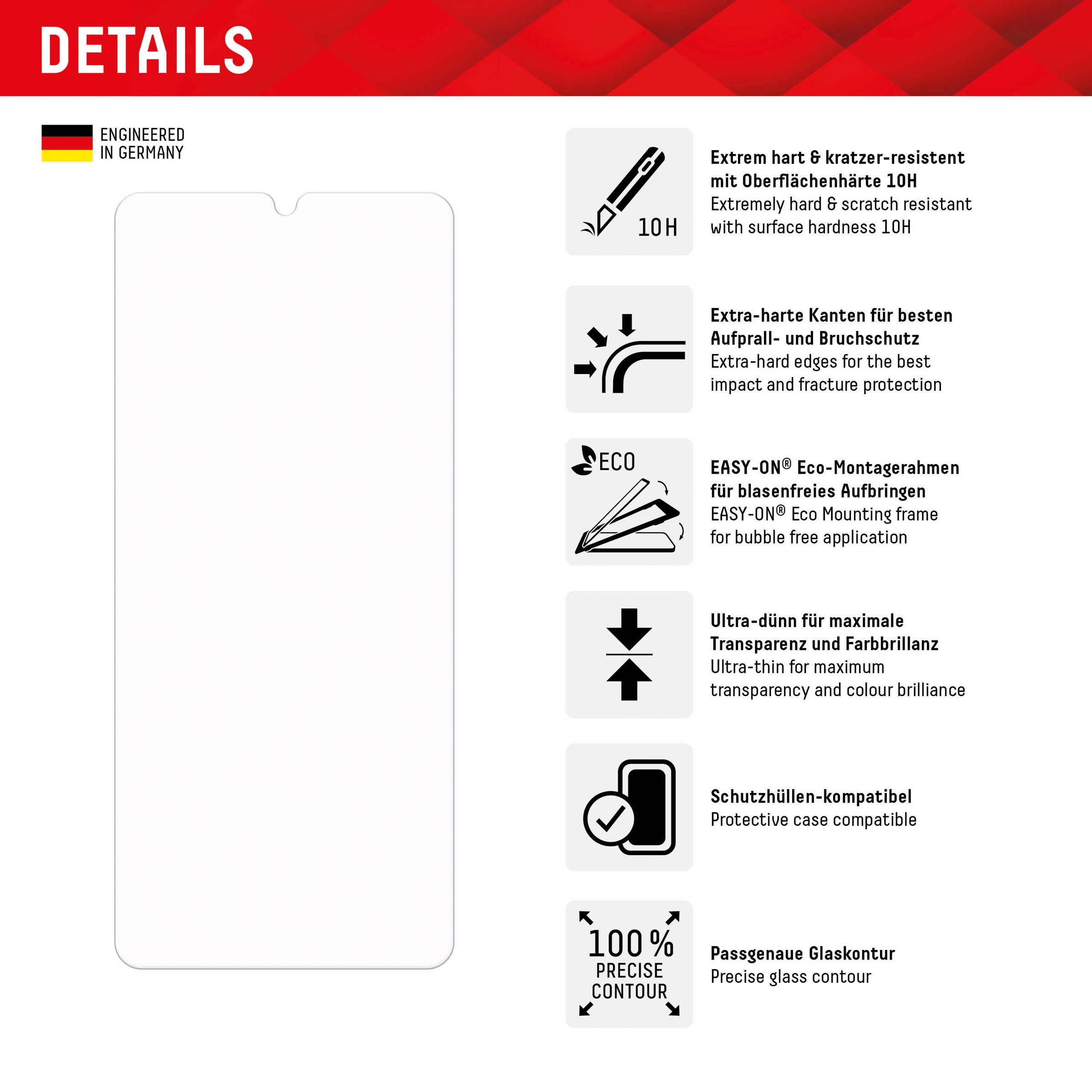 Displex Displayschutzfolie »Real Glass Samsung Galaxy A34 5G« für Samsung Galaxy A34 5G
