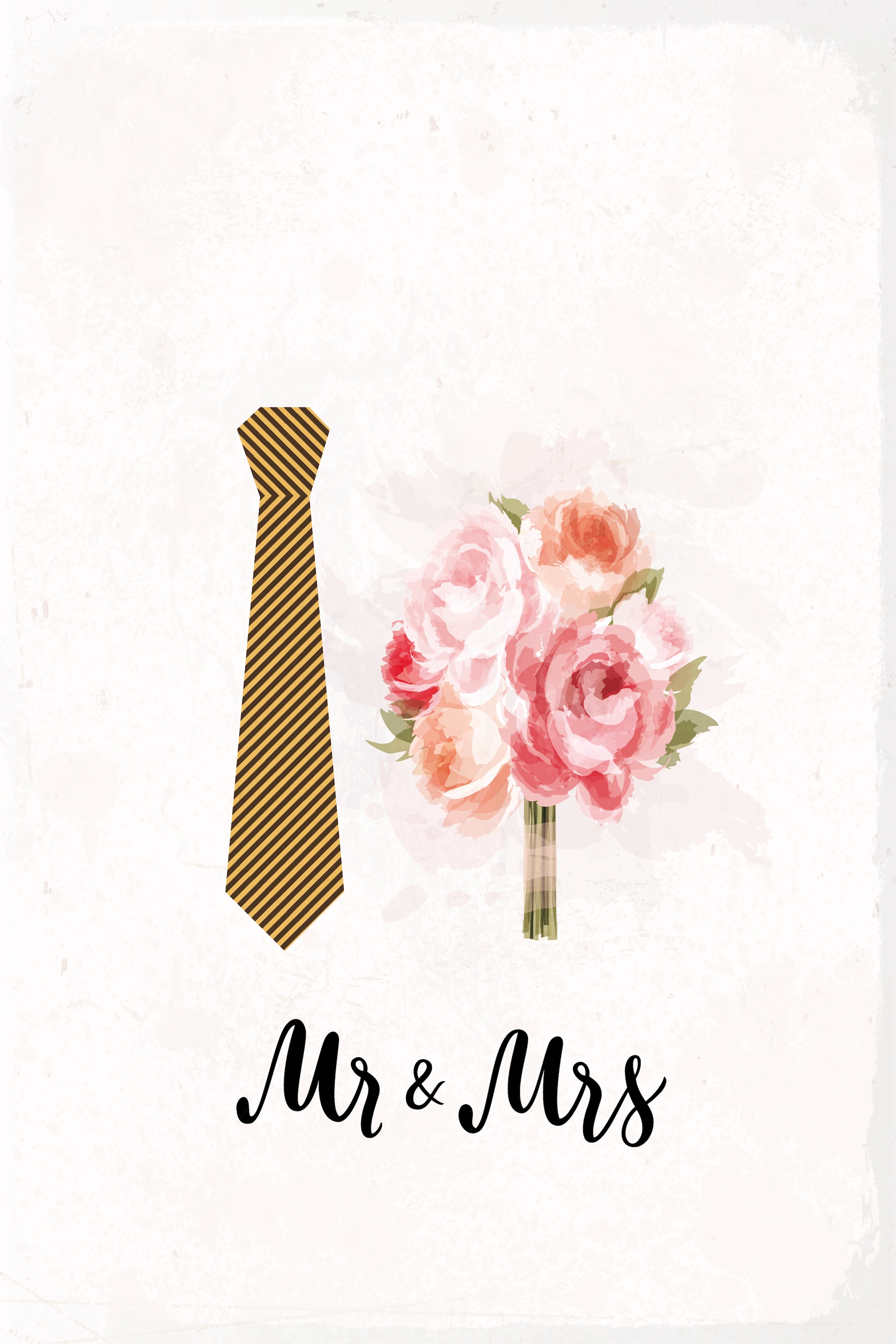 queence Metallbild »Mr & Mrs«, Schriftzüge-Schriftzug-Blumen, (1 St.), Stahlschild, Blechschild, Texte, Hochzeit, Gastgeschenk