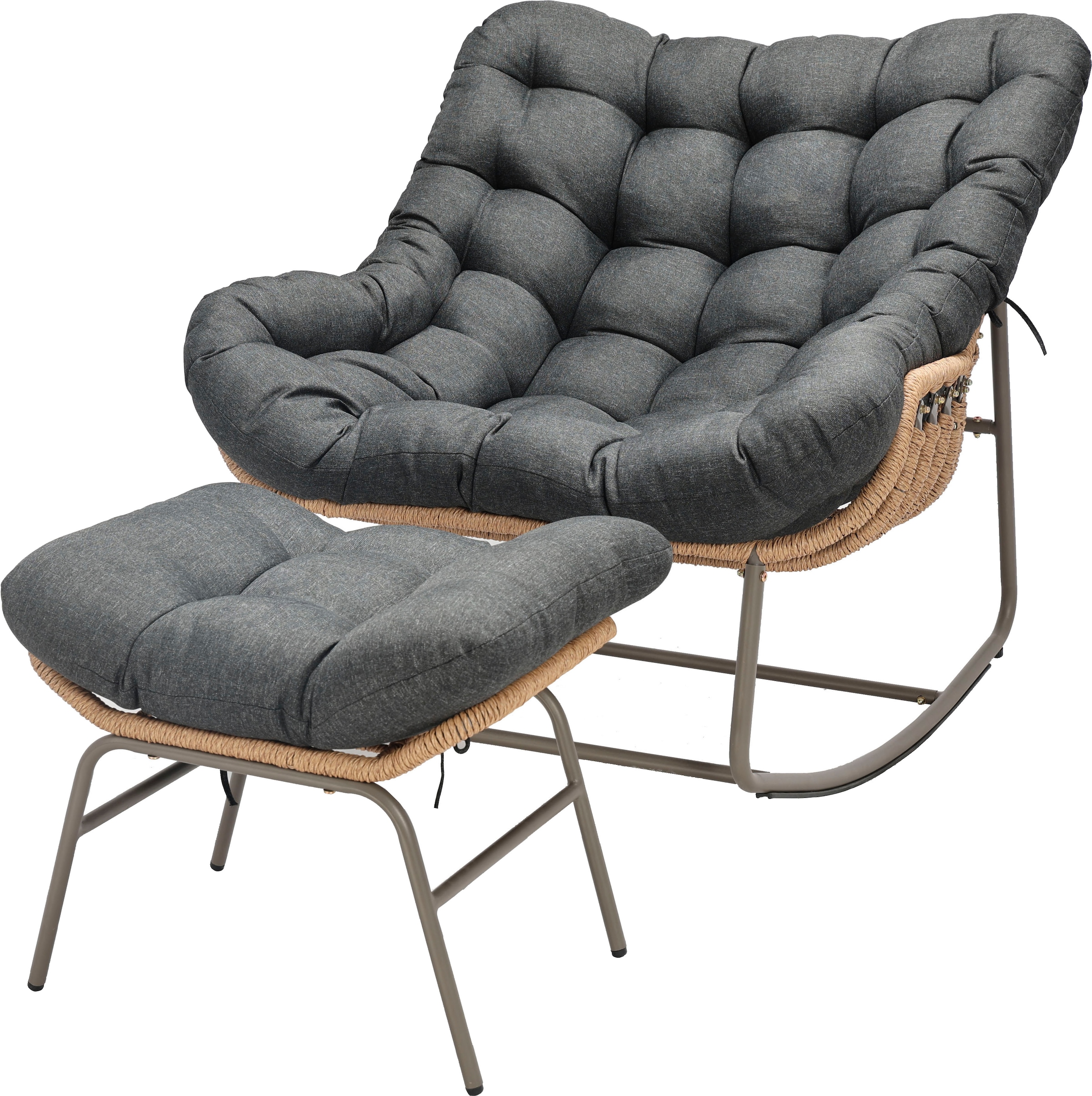 KONIFERA Schaukelstuhl »Ferrol« (Set) inklusive Fußhocker, mit Auflagen