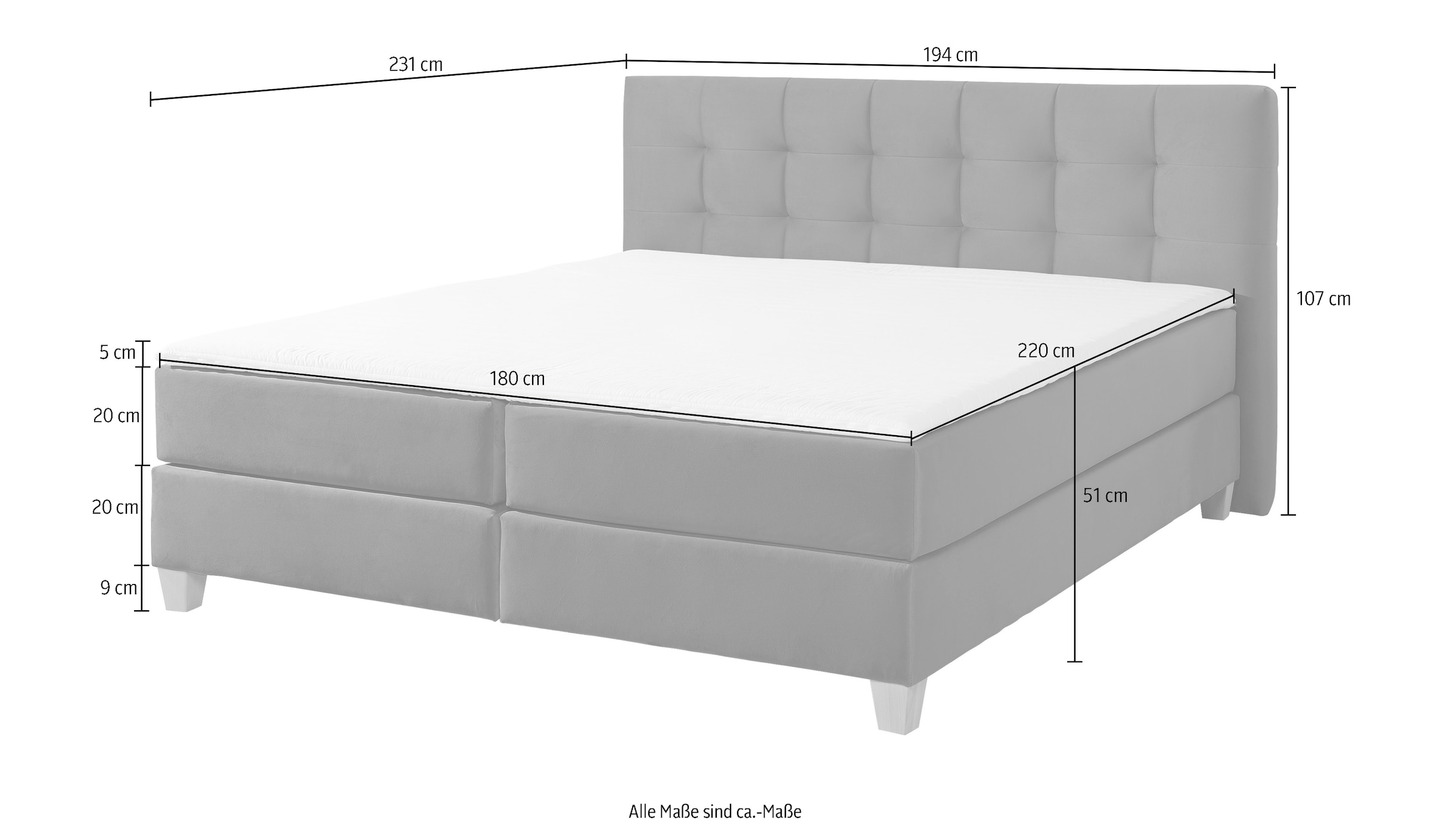 9. Bild von Home affaire Boxspringbett »Moulay«, inkl. Topper, in Überlänge 220 cm, 3 Härtegrade, auch in H4