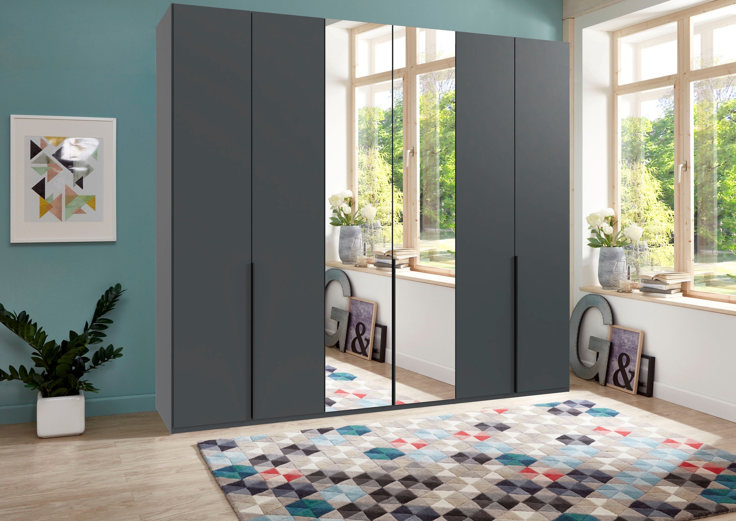 Wimex Kleiderschrank »Mugano,in 8 Breiten,3 Höhen,2 Tiefen, viele Farben, Made in Germany«, (in Basic oder Premium Ausstattung mit 2 weiteren Einlegeböden), mit langen oder kurzen Griffen aus Metall, mit oder ohne Spiegel