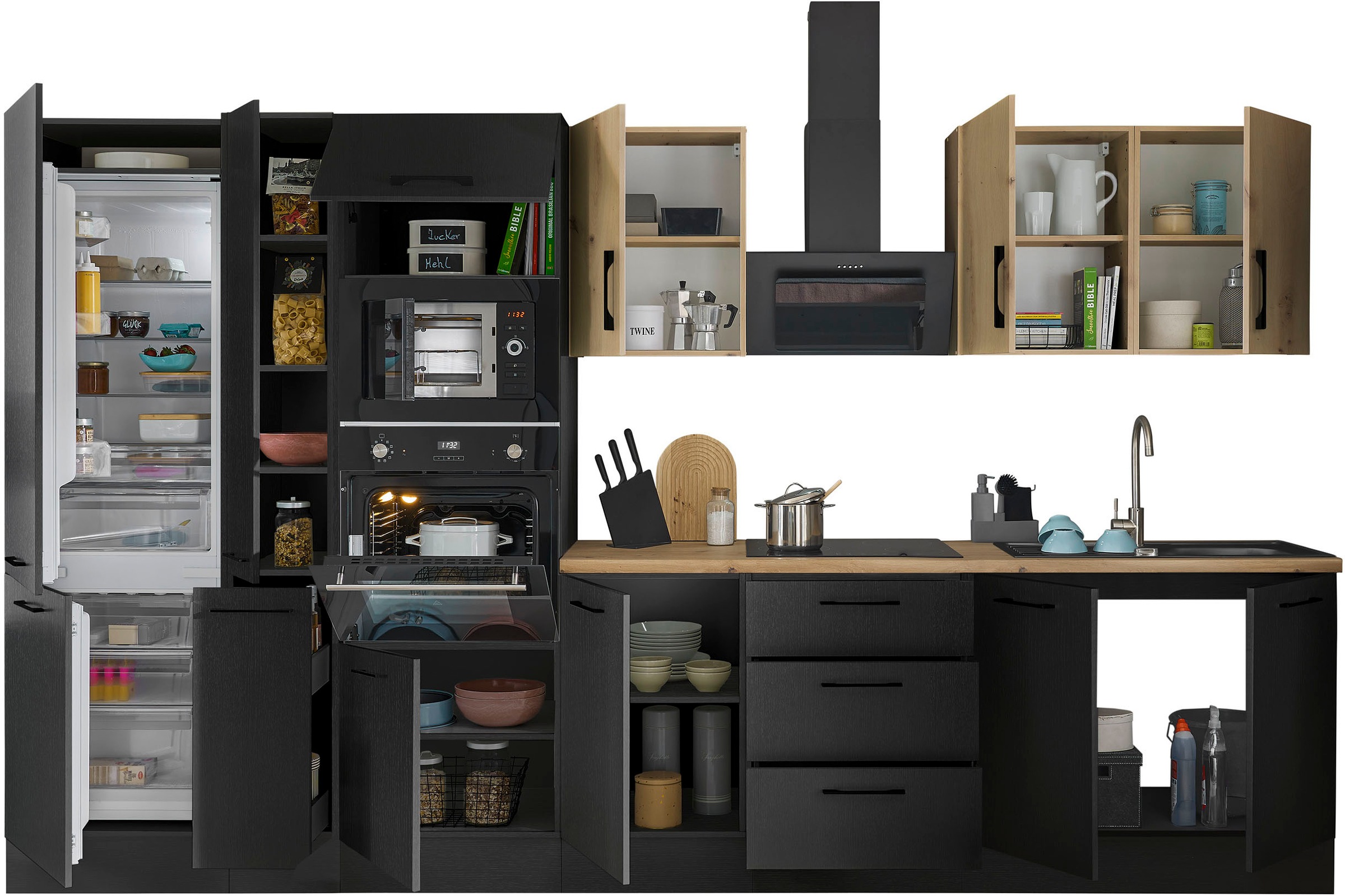 BASIC by Balculina Küchenzeile »Turin«, Breite 360 cm, wahlweise mit E-Geräten