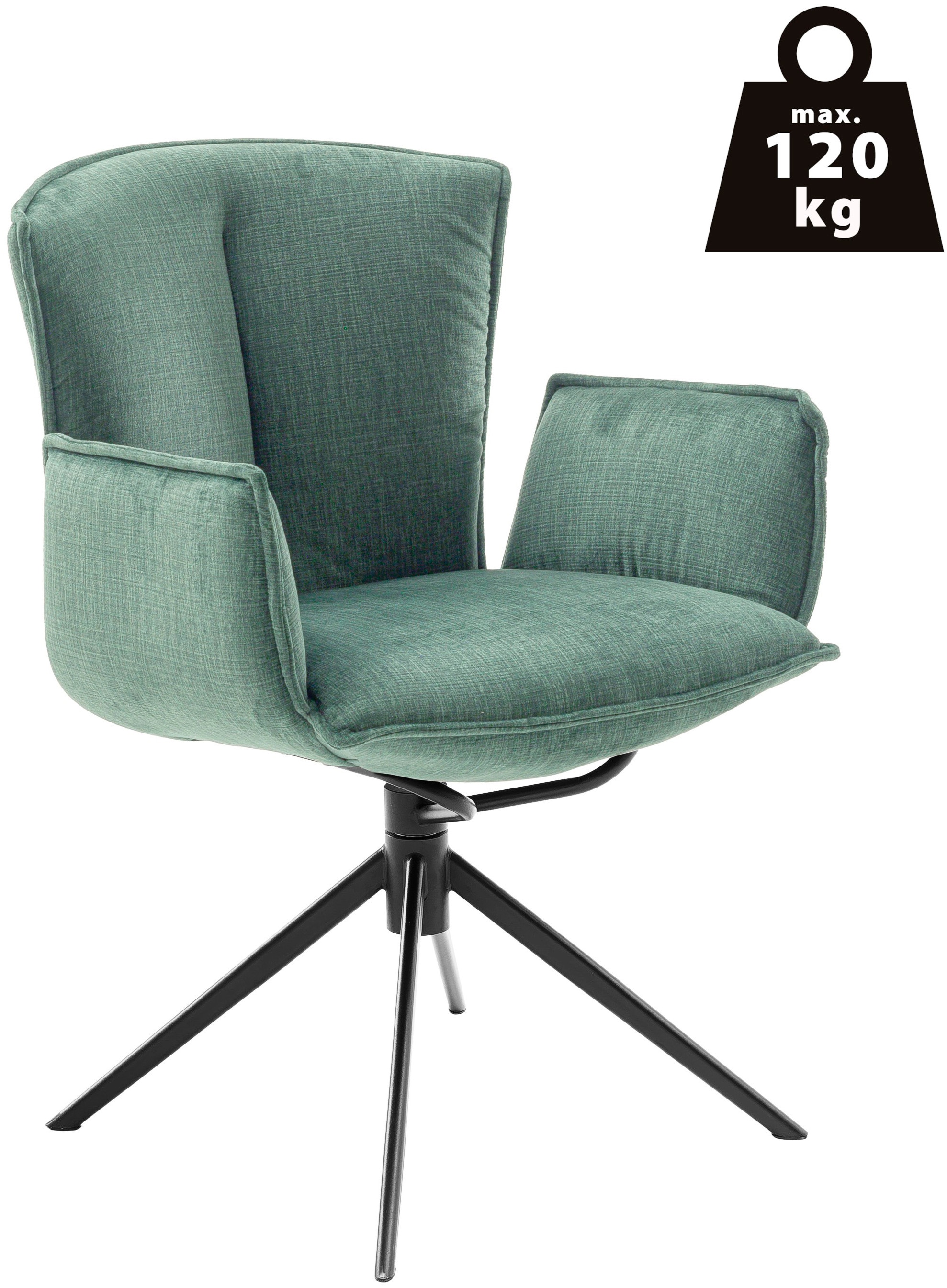 MCA furniture 4-Fußstuhl »NALON Esszimmerstuhl (2er Set) - Stuhl«, (Set), 2 St., Veloursstoff, 360° drehbar, Schwingfunktion, Metall, Veloursoptik, belastbar 120 kg