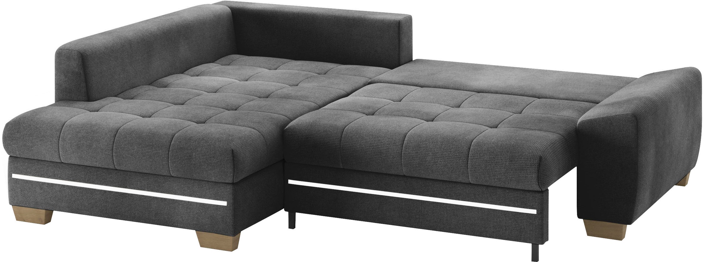 Mr. Couch Ecksofa »Nikita II, L-Form«, mit RGB-LED Beleuchtung, wahlweise mit Bett, Bettkasten, Kaltschaum