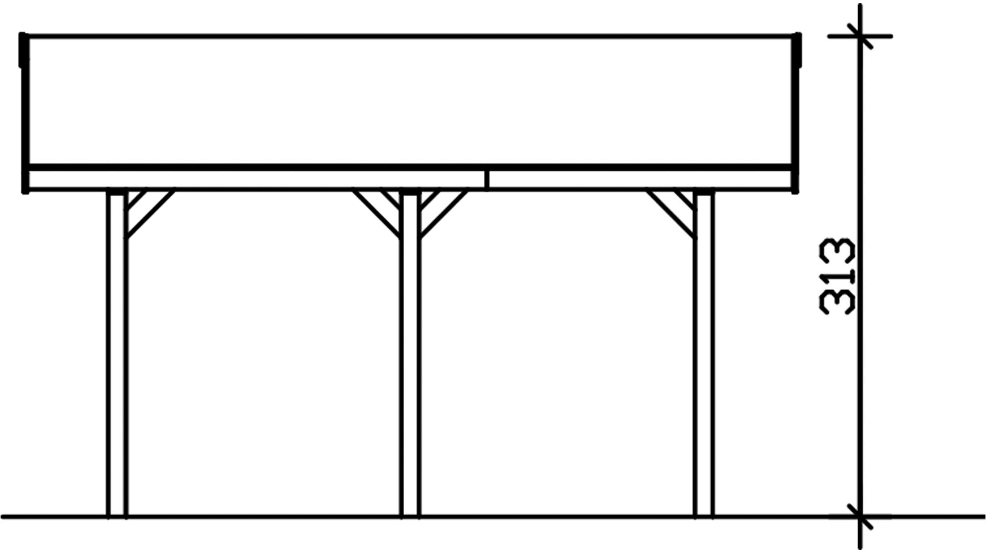 Skanholz Einzelcarport »Wallgau«, Nadelholz, 291 cm, Nussbaum, 380x500cm, schwarze Schindeln