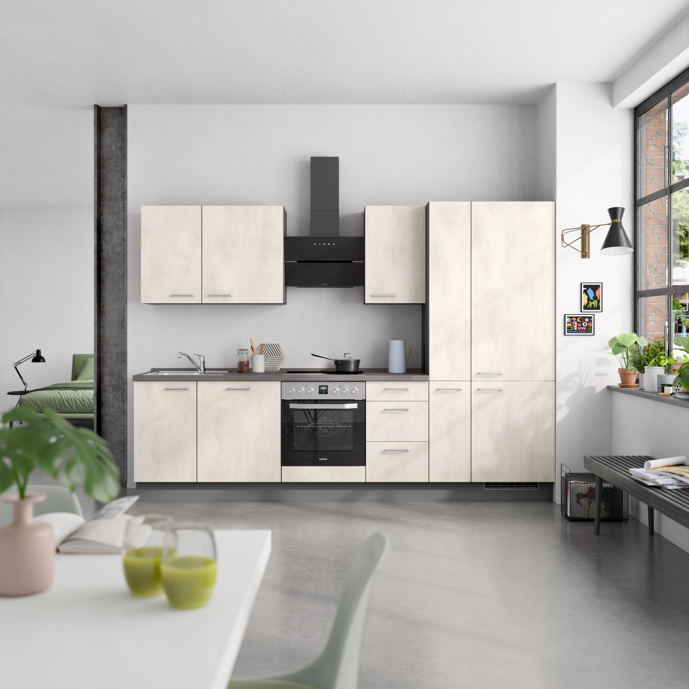 nobilia® Küchenzeile »"Riva II"« vormontiert, Ausrichtung wählbar, Breite 300 cm, wahlw. mit E-Geräten