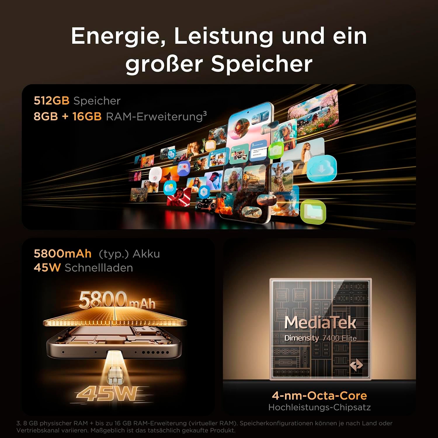 TCL Smartphone »P80 Pro 8+512GB« Sunlit Gold NXTPAPER-Technologie