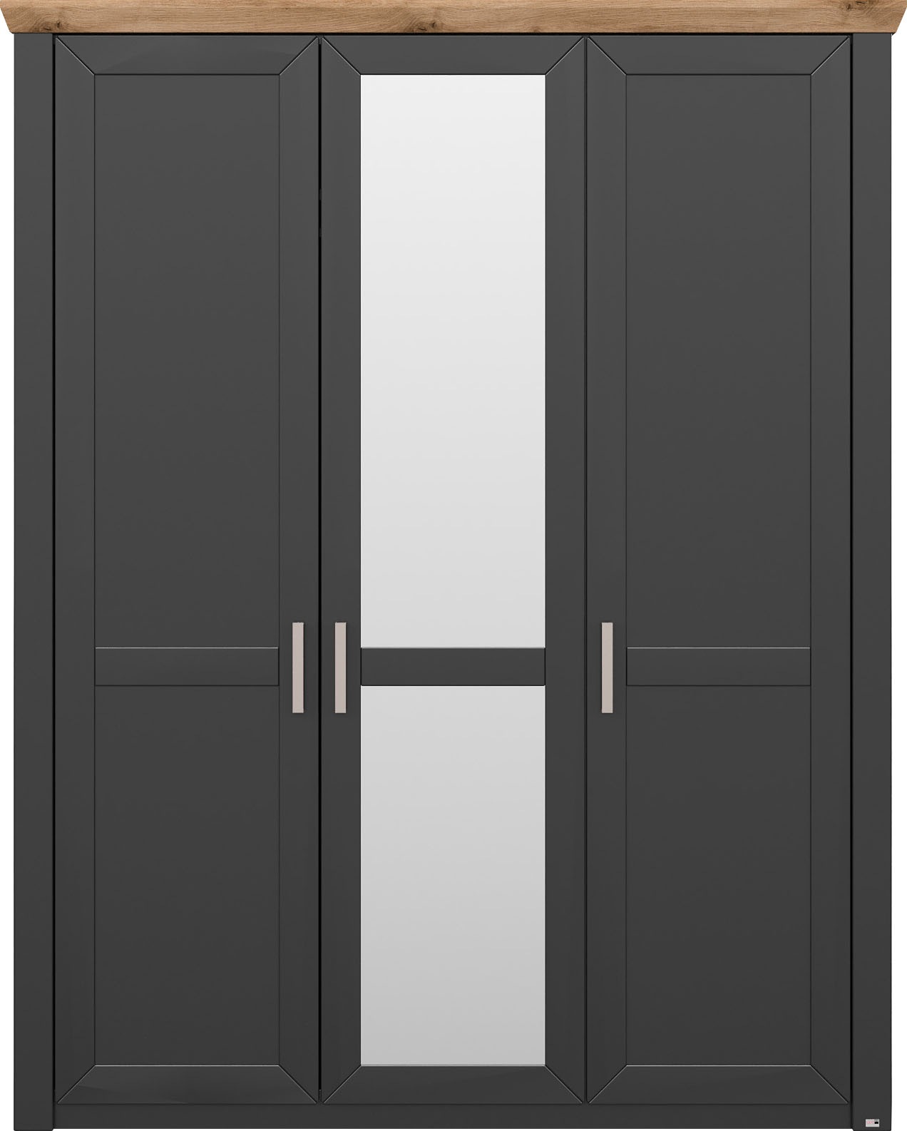 set one by Musterring Kleiderschrank »York Schlafen«, (2 St.), mit Holz- und Spiegeltüren, inkl. Kranz in Eiche, Höhe 207 x T60 cm
