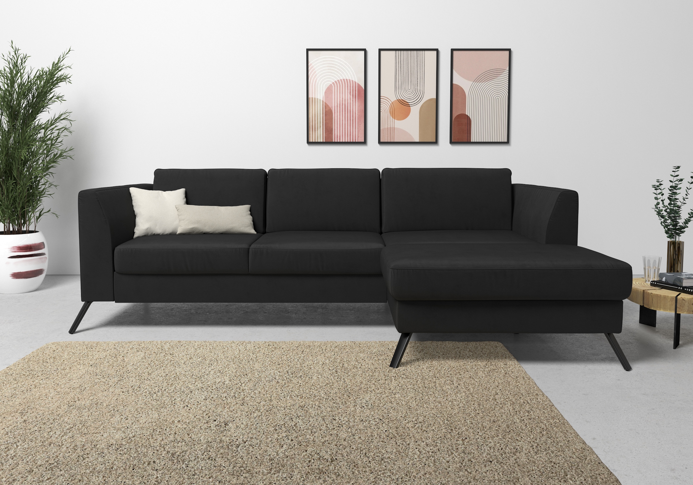 sit&more Ecksofa »Olsen L-Form«, inklusive Sitztiefenverstellung, wahlweise mit Bettfunktion, 15cm hoch