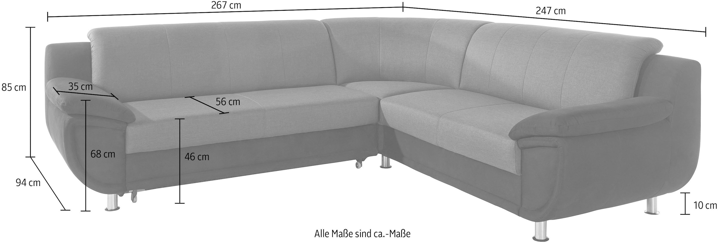 TRENDMANUFAKTUR Ecksofa »Rondo 3, zeitlos und modern, im Materialmix, L-Form« wahlweise Federkern für hohen Sitzkomfort, wahlweise Bettfunktion