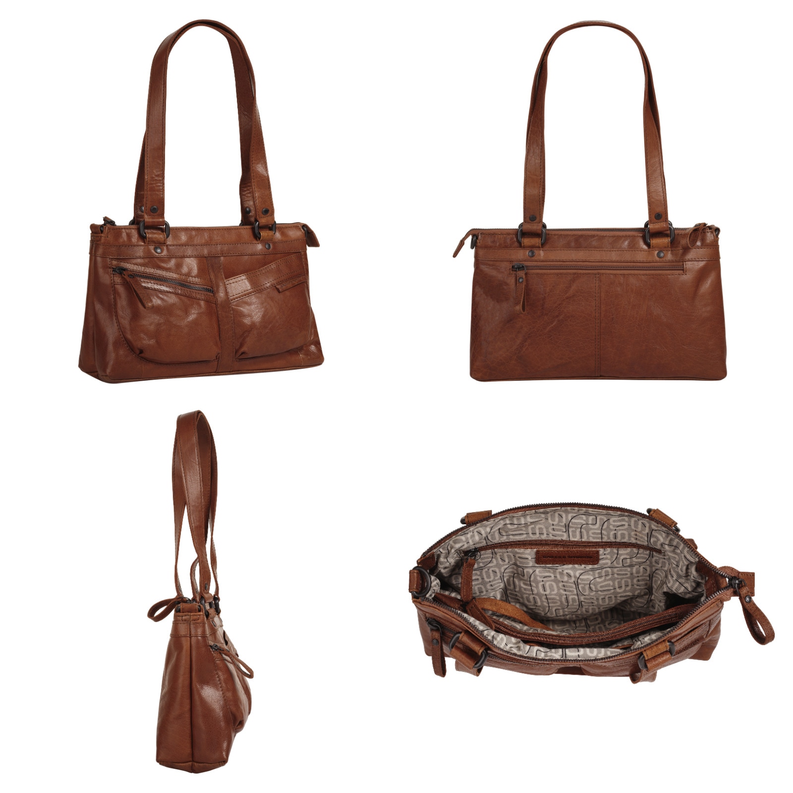 Spikes & Sparrow Henkeltasche, echt Leder