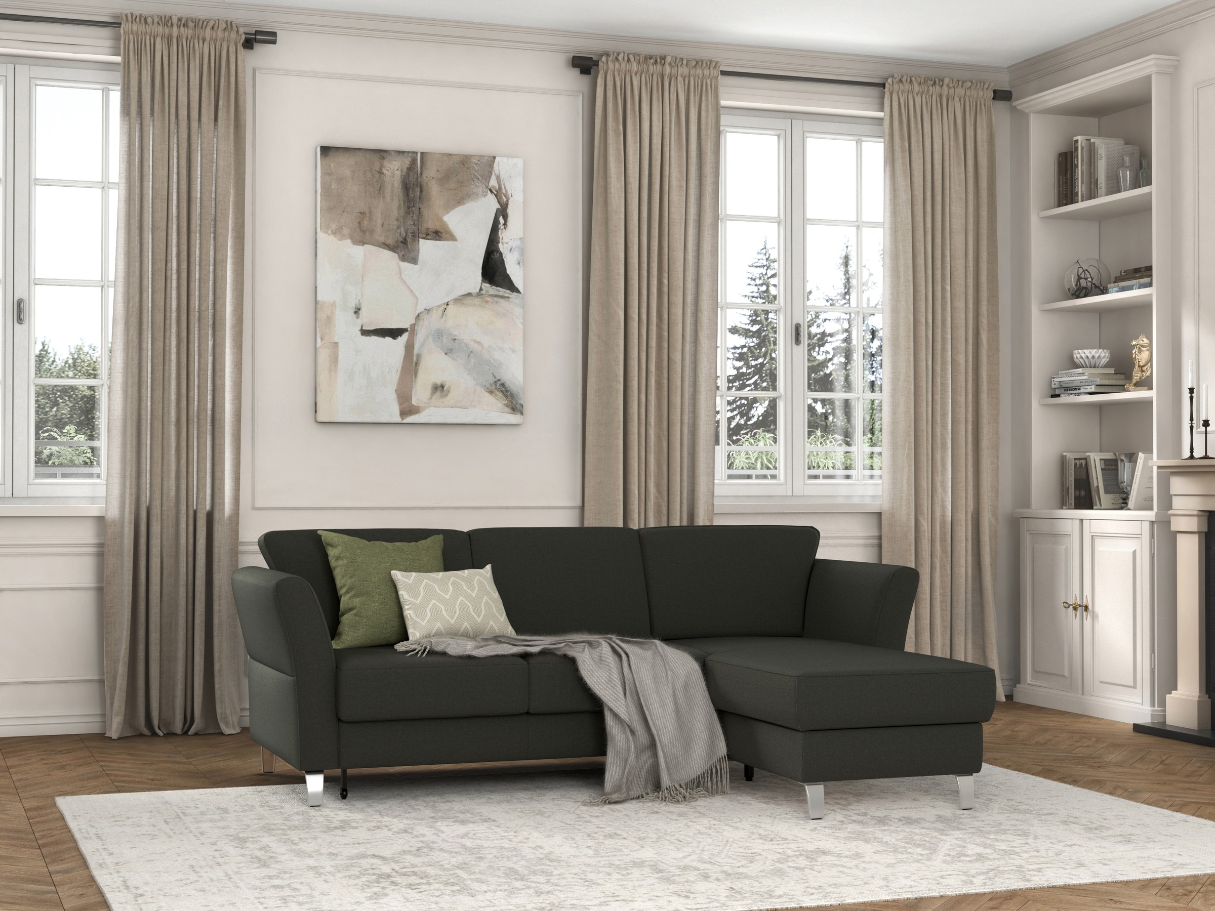 sit&more Ecksofa »Visby L-Form«, wahlweise mit Bettfunktion und Bettkasten, frei im Raum stellbar