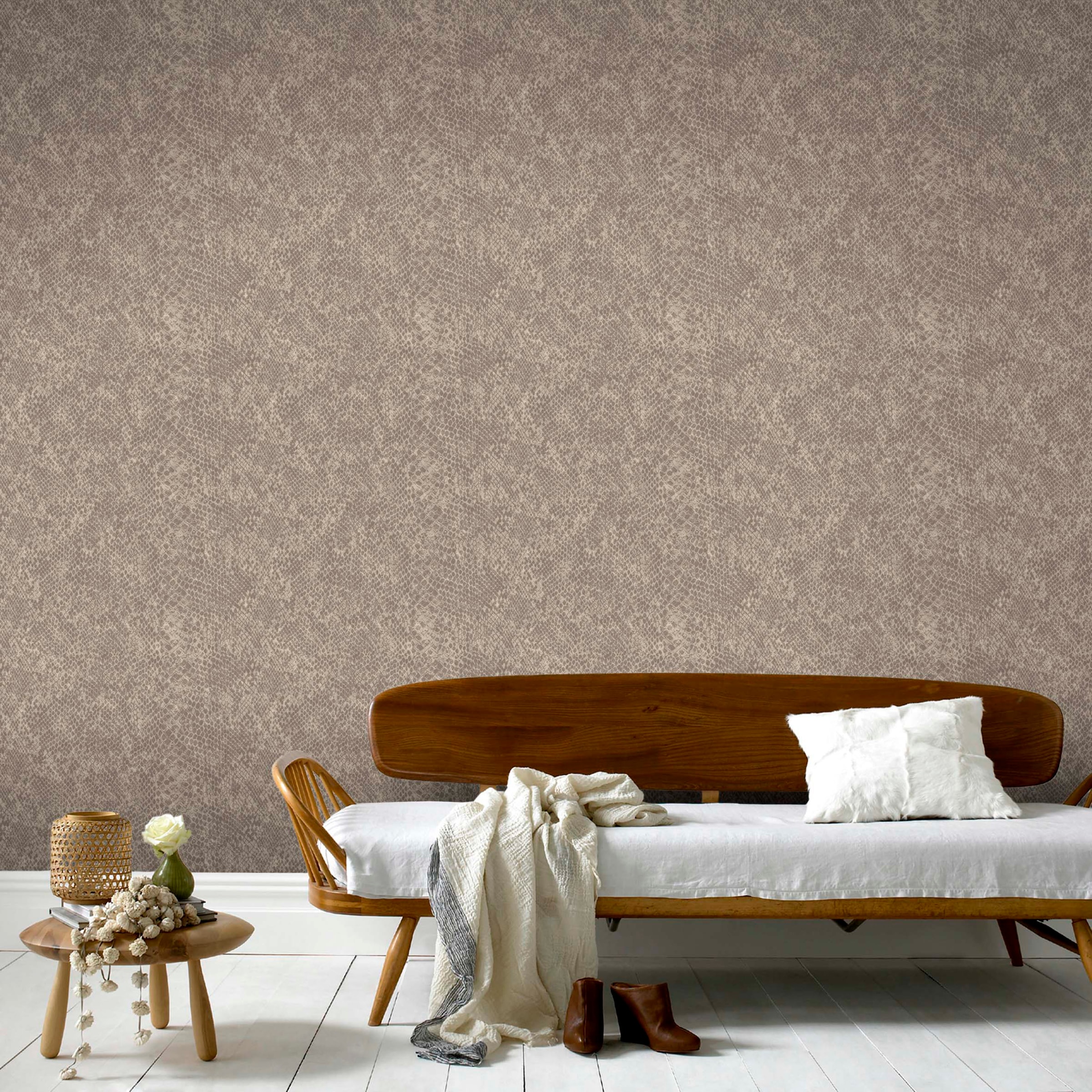 WOW Vliestapete »WOW Snake Taupe Vliestapete«, Schlangenhautoptik, WOW Snake Taupe Vliestapete