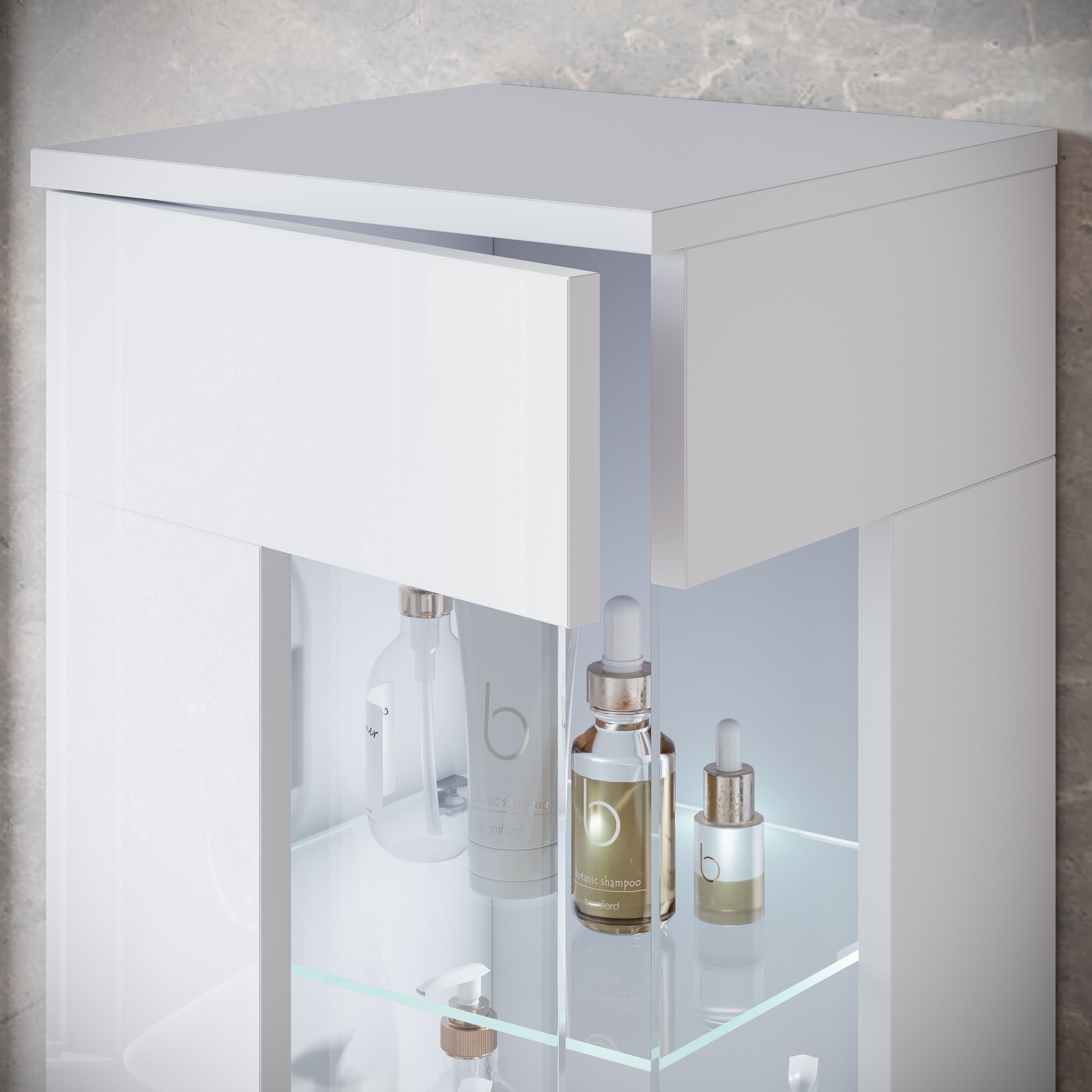 INOSIGN Badmöbel-Set »Kenia«, (Set, 5 St.), Modernes Badmöbel-Set mit viel Stauraum und Glaseinsatz
