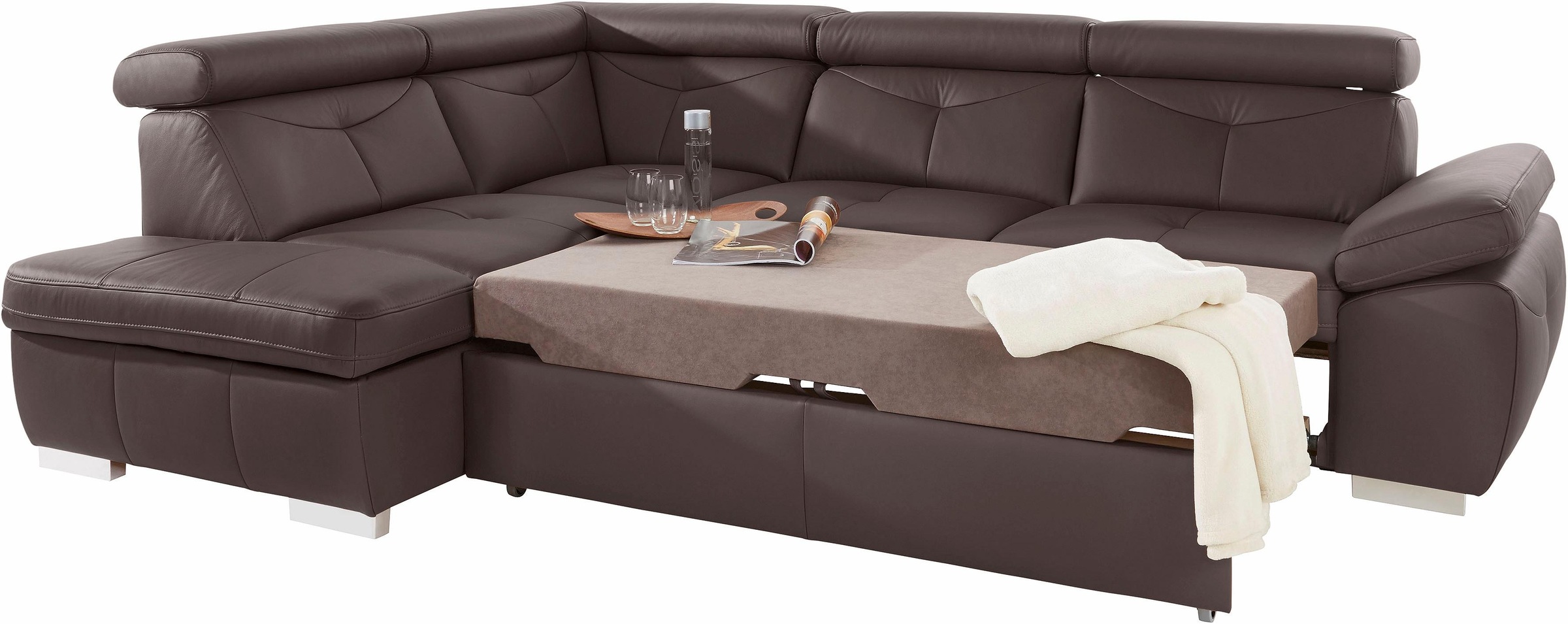exxpo - sofa fashion Ecksofa »Spring, super bequem und komfortabel mit Armteil- und Kopfteilfunktion«, wahlweise mit Bettfunktion und Bettkasten, L-Form