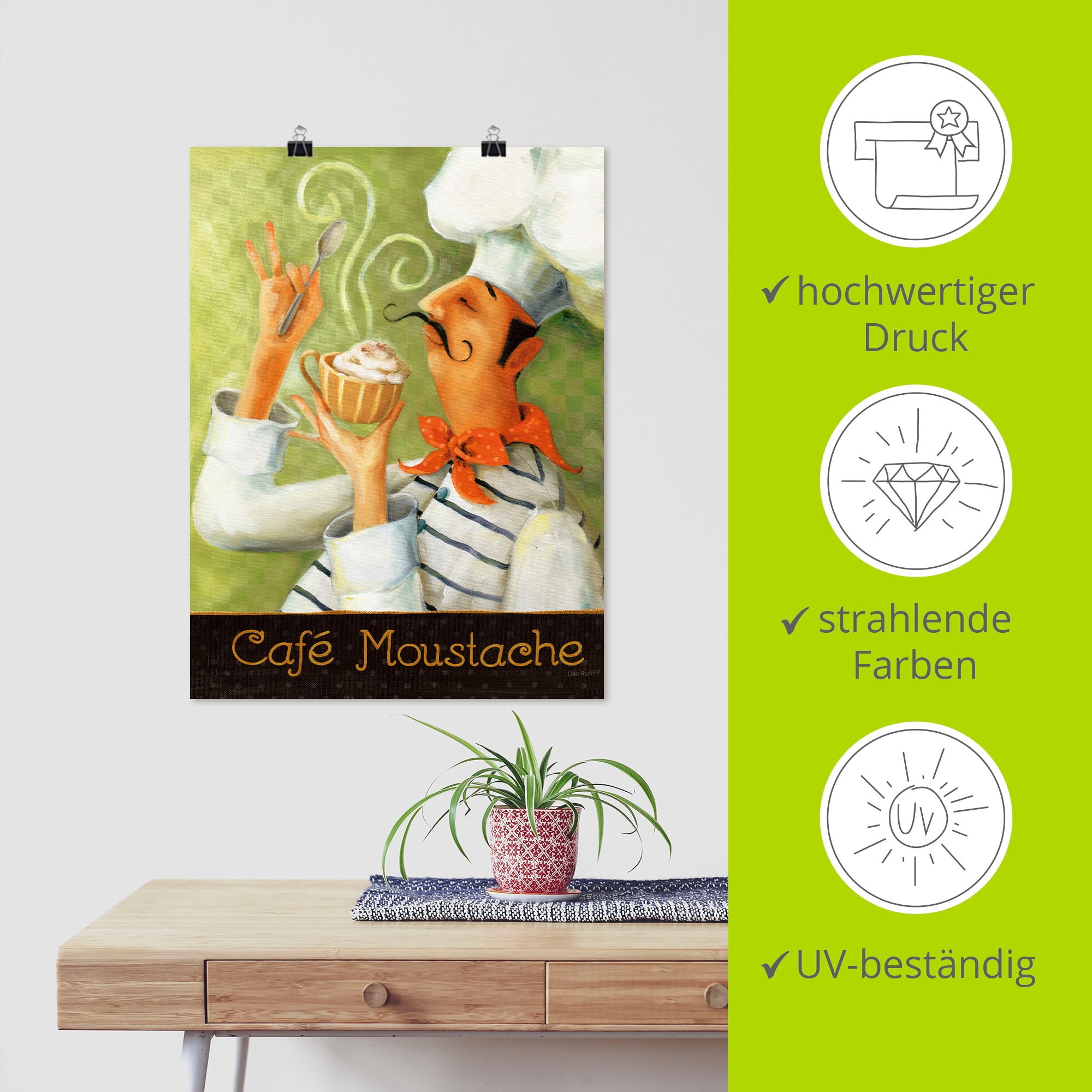 Artland Poster »Cafe Moustache II« Getränke 1 Stk. tlg. ohne Rahmen