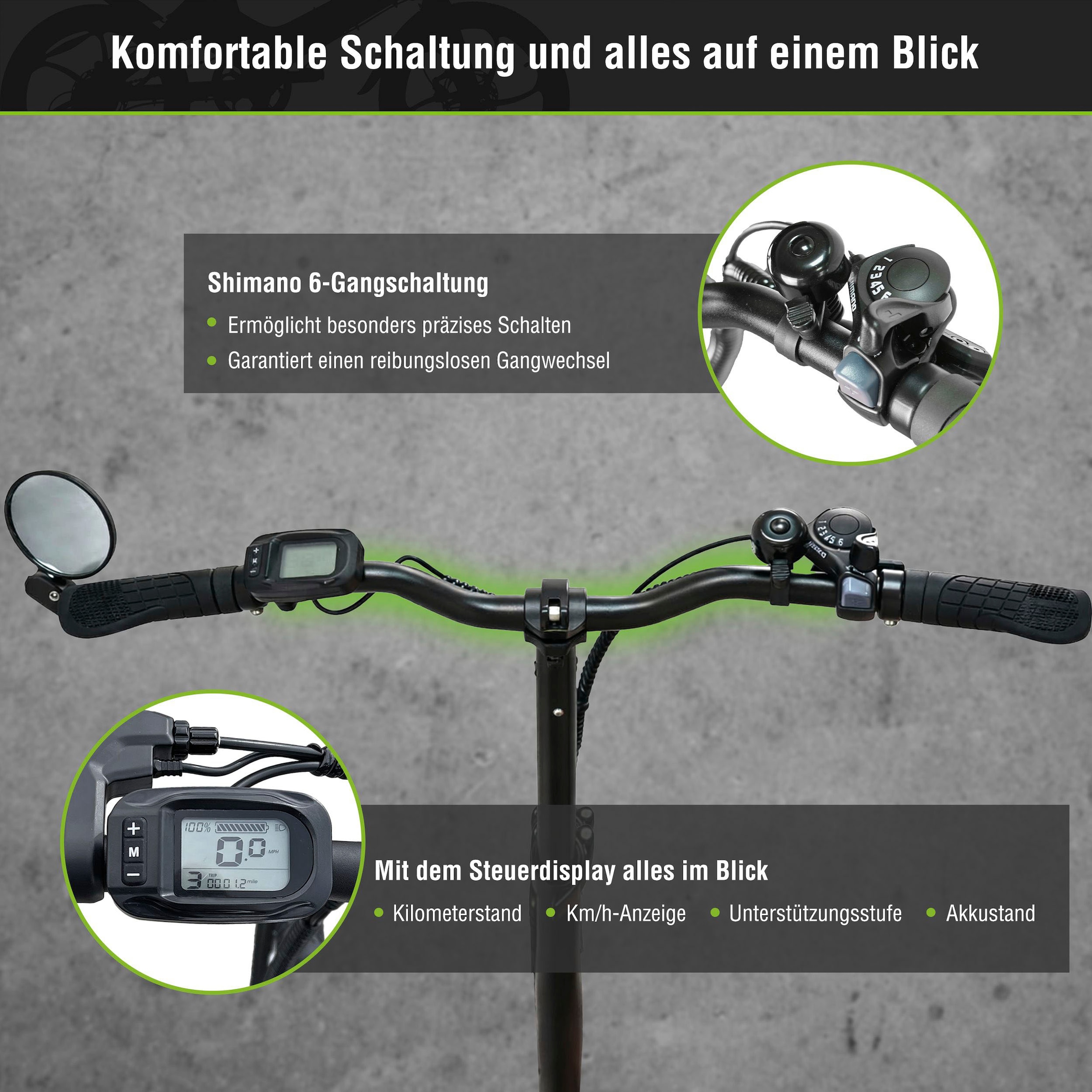 SachsenRad »F11 Pro MagPuma mit Transporttasche« 6 Gang Shimano Kettenschaltung Heckmotor 250 W mit Transporttasche, Rückspiegel, gefederte Sattelstütze