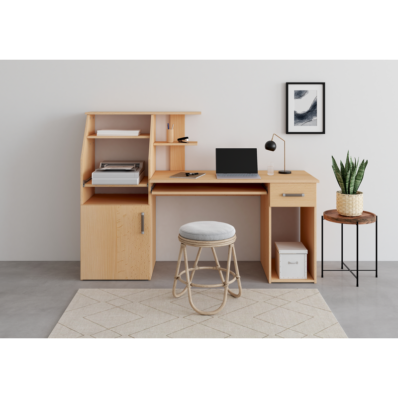 VOGL MÖBELFABRIK Schreibtisch »Don« mit Tastatur- & Druckerauszug, Breite 137, 5 cm, Made in Germany buchefarben