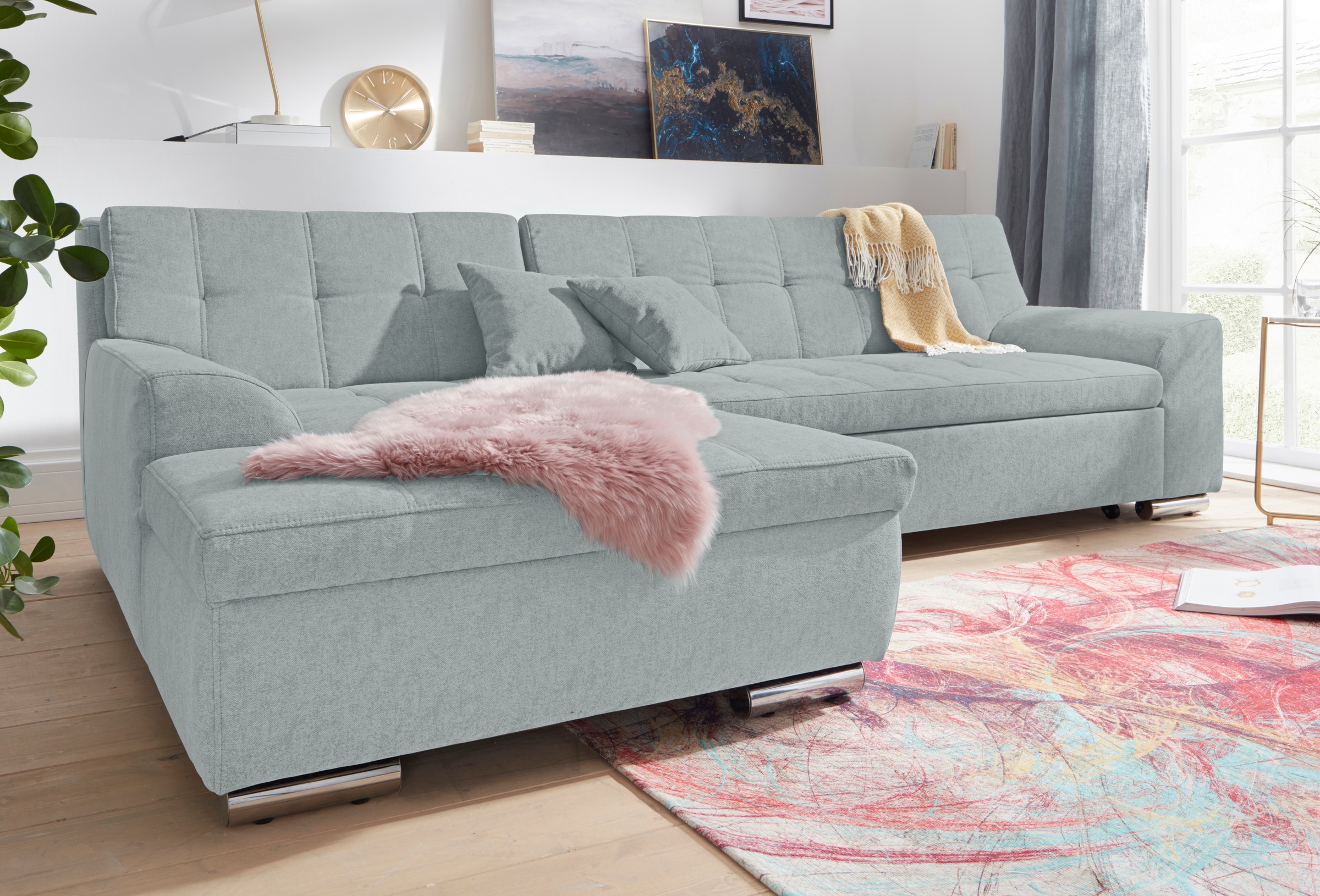 DOMO collection Ecksofa »Aversa, moderne Steppung im Sitz und Rücken, gesch günstig online kaufen