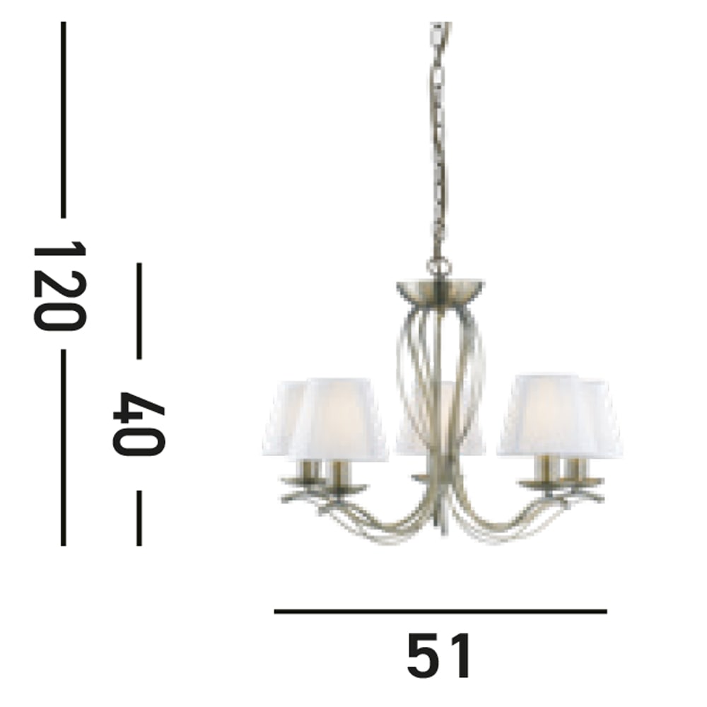 Searchlight Kronleuchter »Andretti 5Lt Pendant-Antique Brass & Ivory String Fabric« E14 1 Stk.