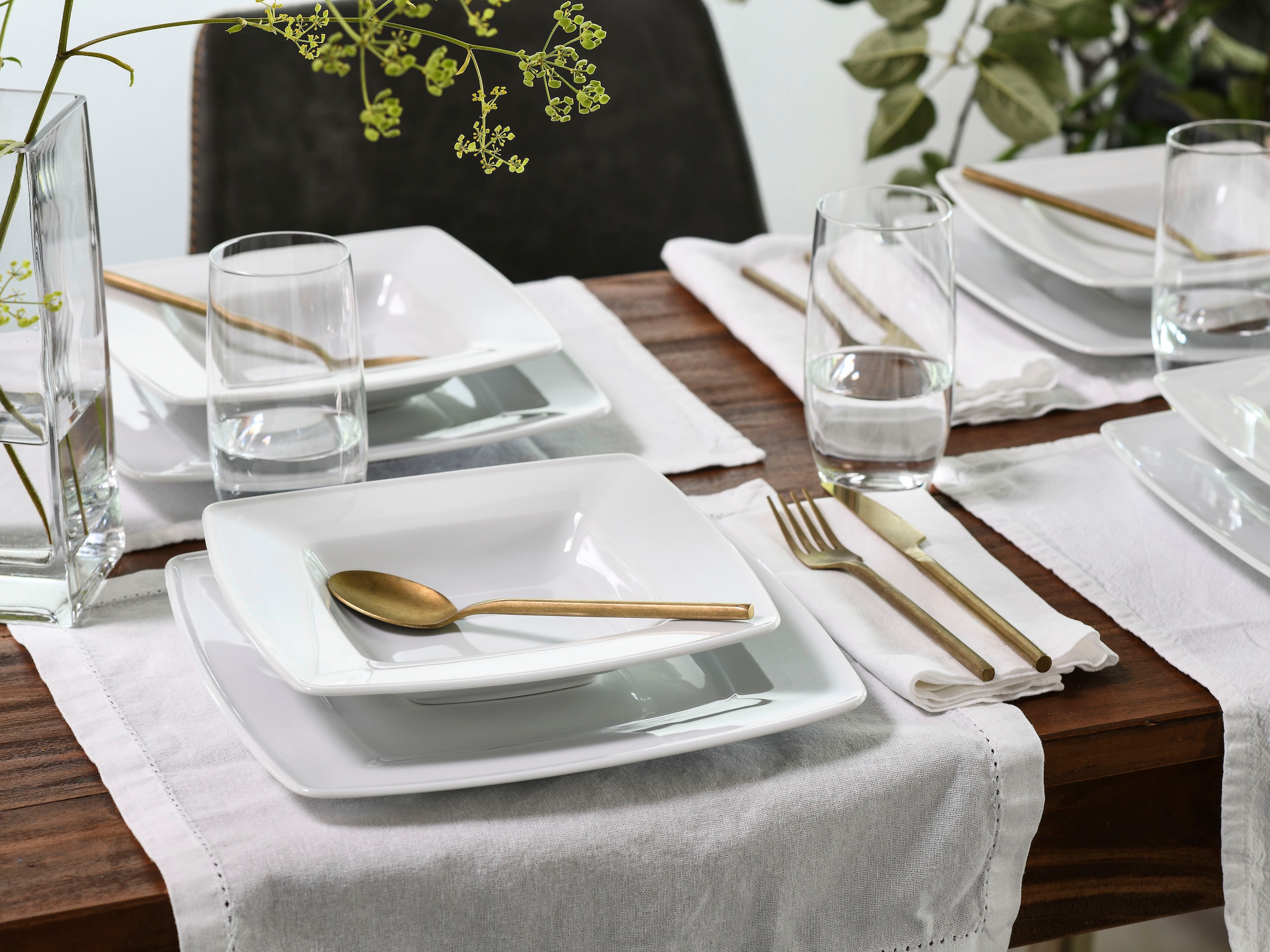 CreaTable Tafelservice »Victoria Weiss«, (Set, 12 tlg.), klassisch weiß für den täglichen Gebrauch