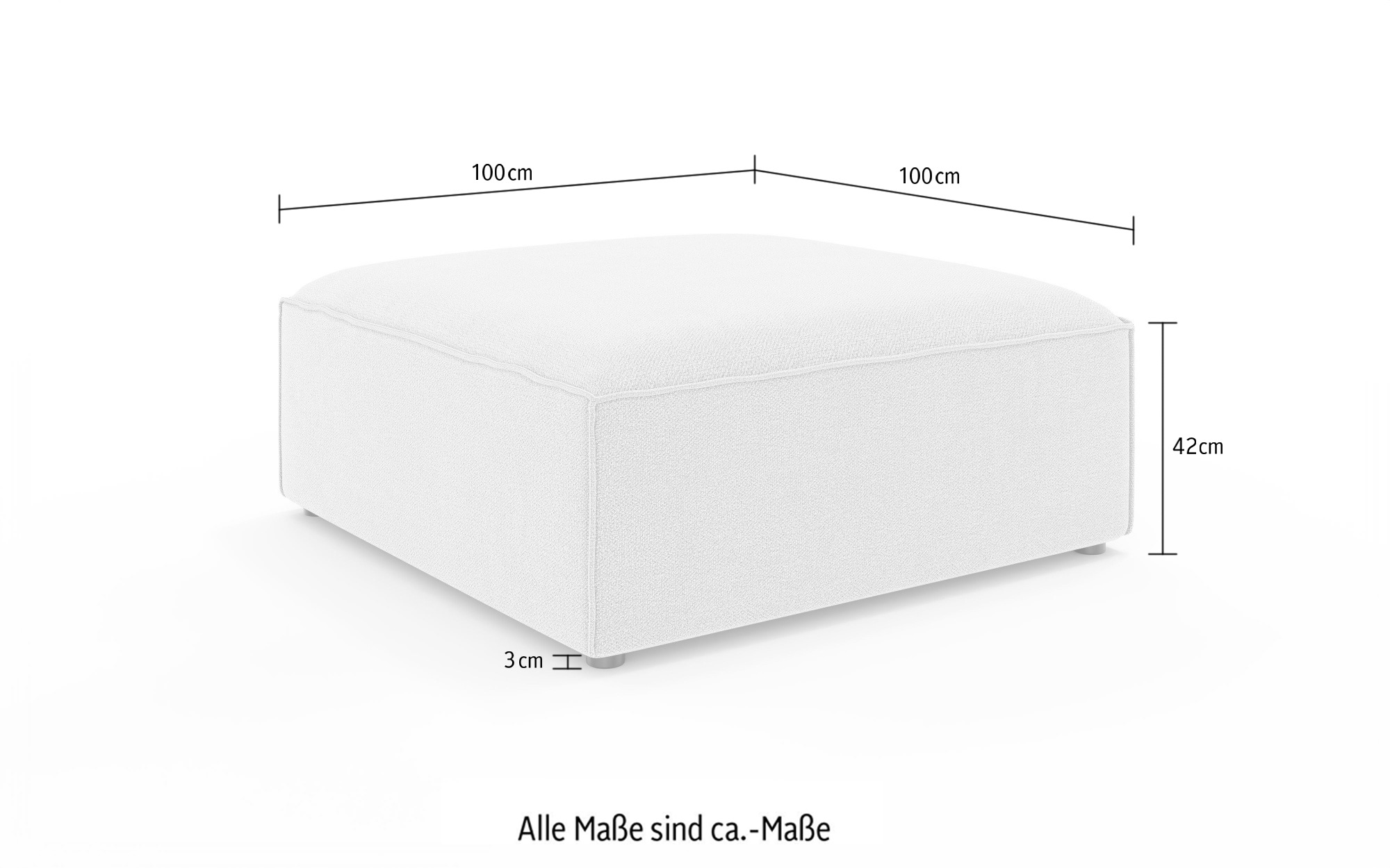 INOSIGN Polsterhocker »HAILY Sitzhocker XL passend zur Serie, Maße B/T/H: 100/100/42 cm«, als Modul oder separat verwendbar, für individuelle Zusammenstellung