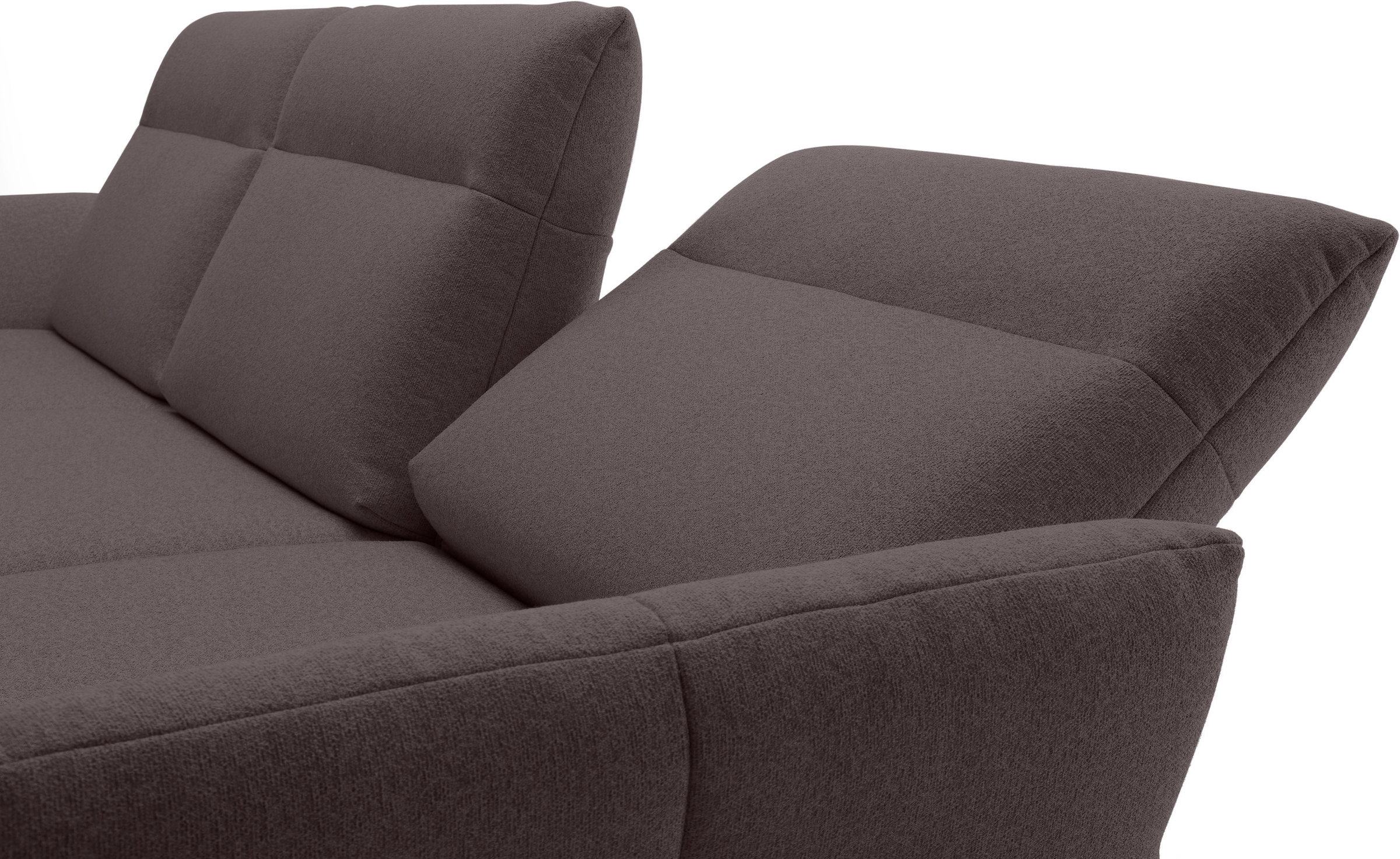 Creation BY ROLF BENZ Ecksofa »CR.460, Design-Sofa der Extraklasse, verstellbare Rückenlehne, L-Form« Sockel in Eiche, Winkelfüße in Umbragrau, Breite 338 cm