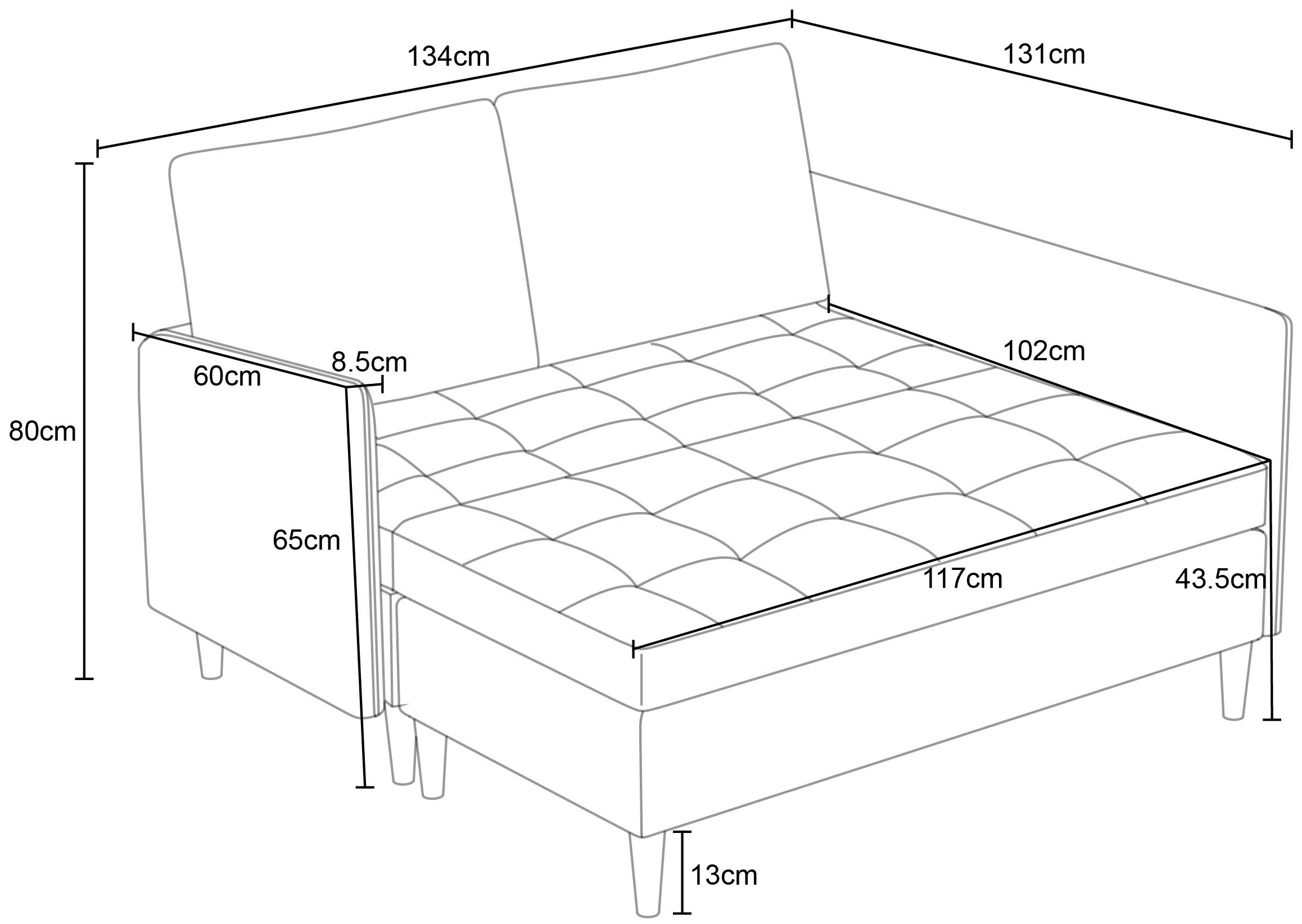 Dorel Home Ecksofa »LINDHUS, L-Form, verschiedene Stellvarianten, Loungesofa, Schlaf-Liege«, Wohnlandschaft, mit Recamiere, großer Bettkasten, Cord, Chenille