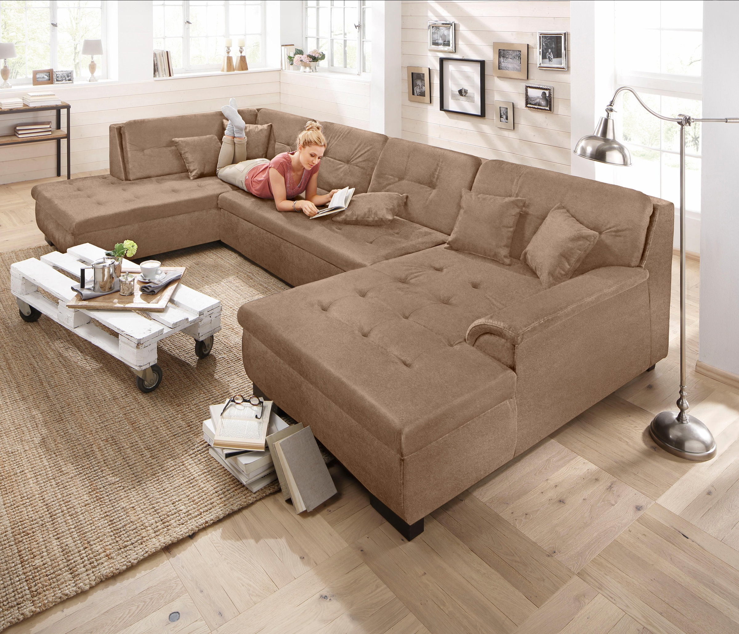 Home affaire Wohnlandschaft "Bergen zeitlos und elegant, U-Form" wahlweise günstig online kaufen