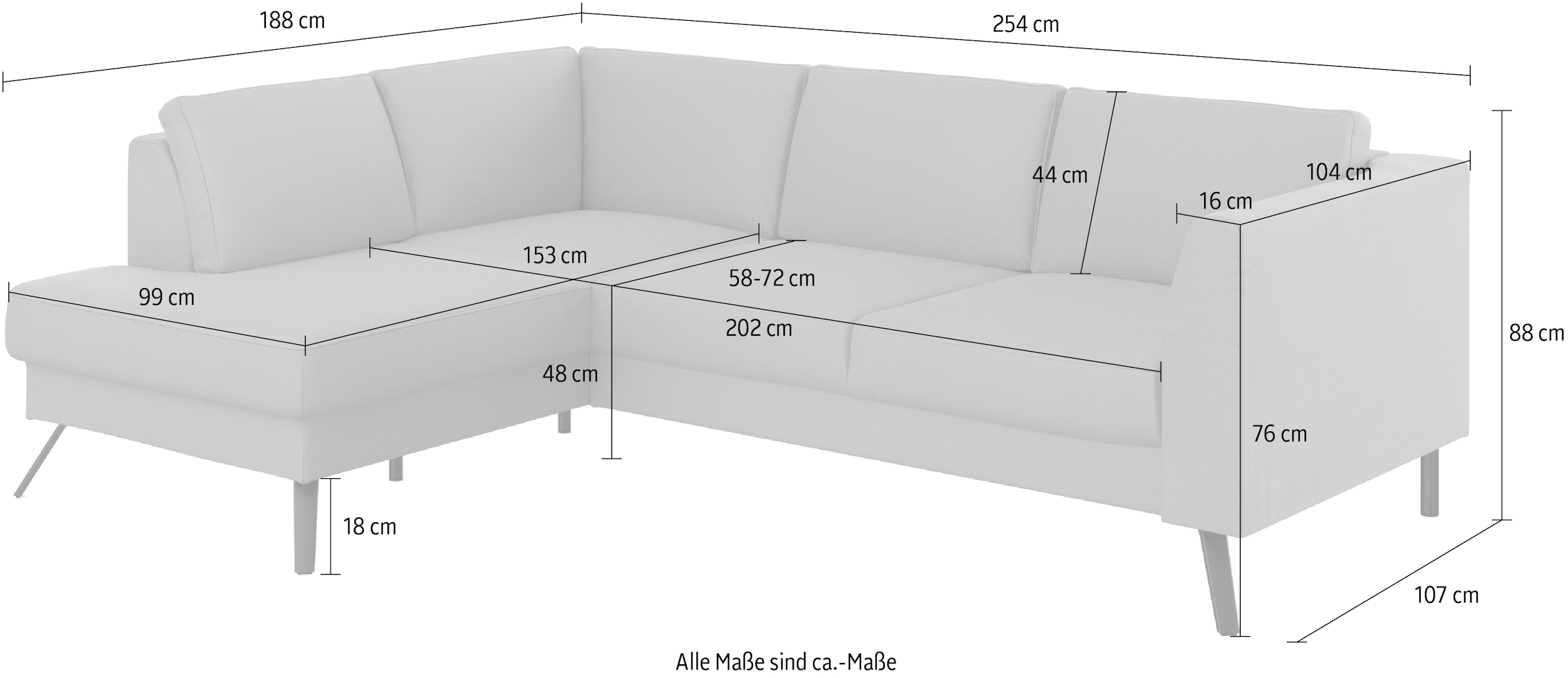 sit&more Ecksofa »Lindholm L-Form« mit Sitztiefenverstellung und Federkern