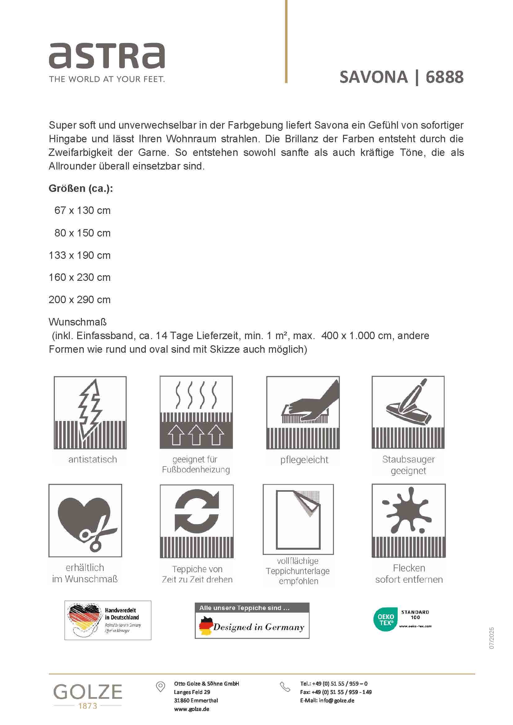 ASTRA Teppich »Savona 180« rechteckig 20 mm Höhe Wohnzimmer