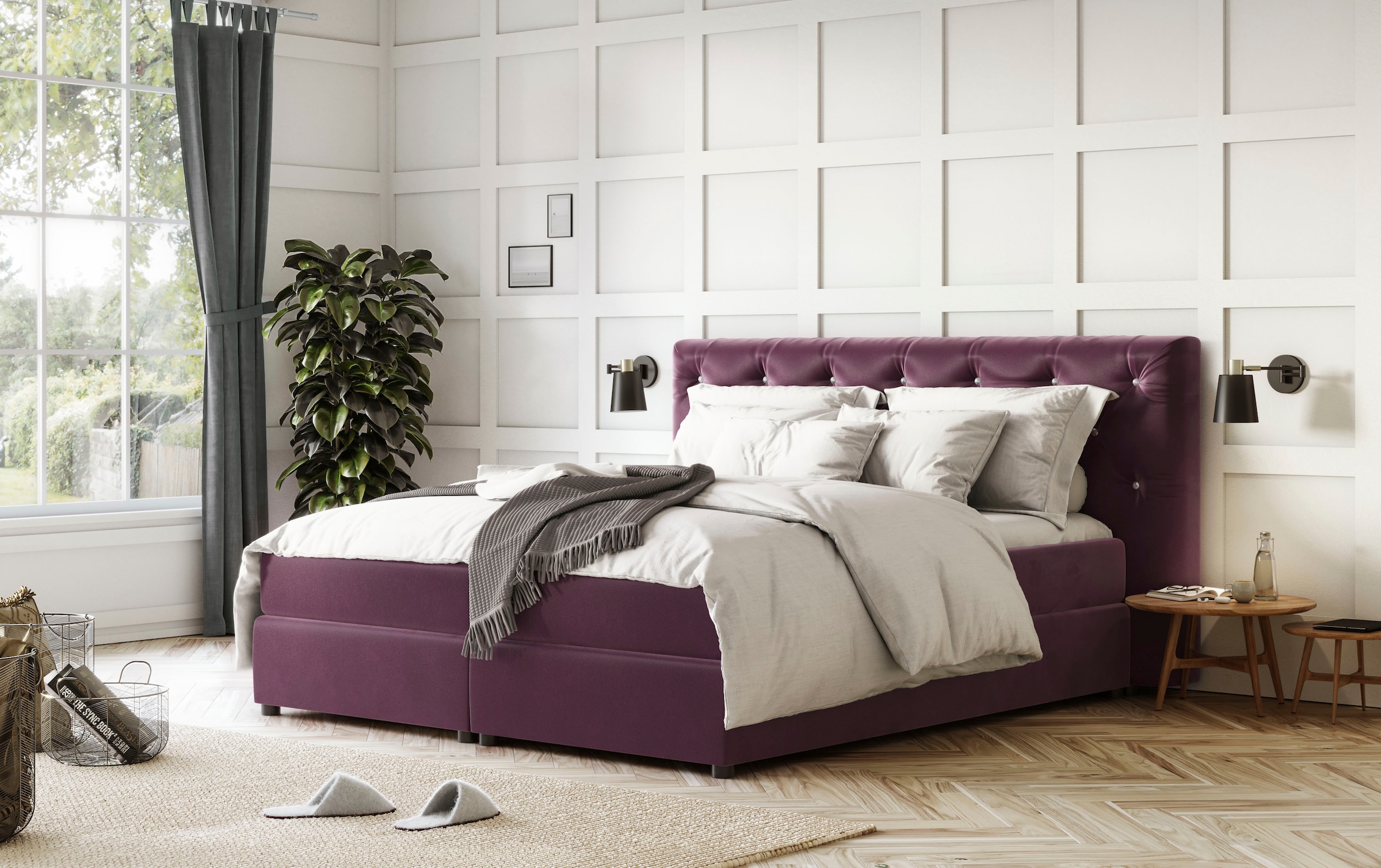COTTA Boxspringbett »Castle«, mit Strasssteinen im Kopfteil, inkl. Topper