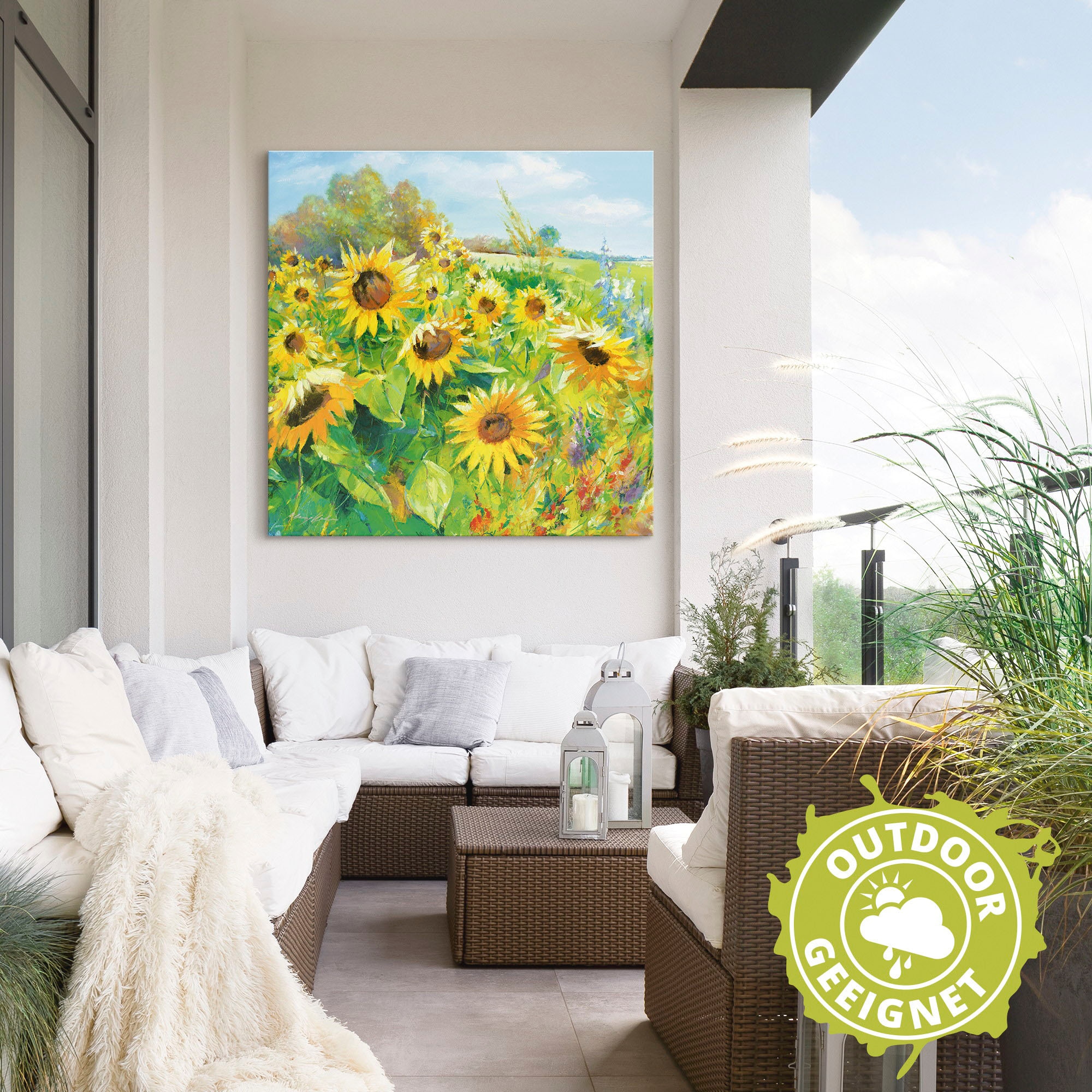 Artland Wandbild »Sommerwiese mit Sonnenblumen«, Blumenwiese, (1 St.), als Alubild, Outdoorbild, Leinwandbild, Poster, Wandaufkleber