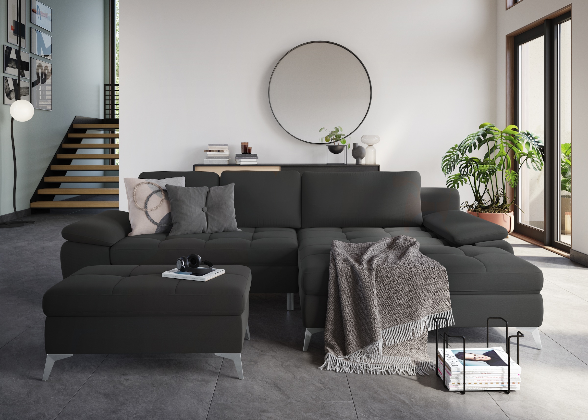 sit&more Ecksofa »Latigo L-Form«, mit Mega-Recamiere, wahlweise mit Bettfunktion und Bettkasten