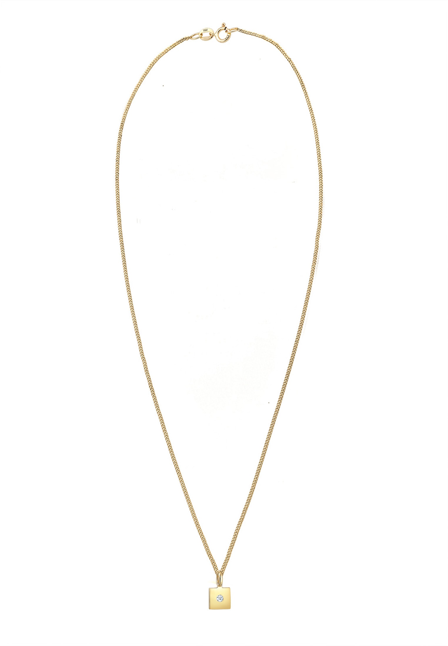 Elli DIAMONDS Collierkettchen »Quadrat Diamant (0.015 ct) 585 Gelbgold«