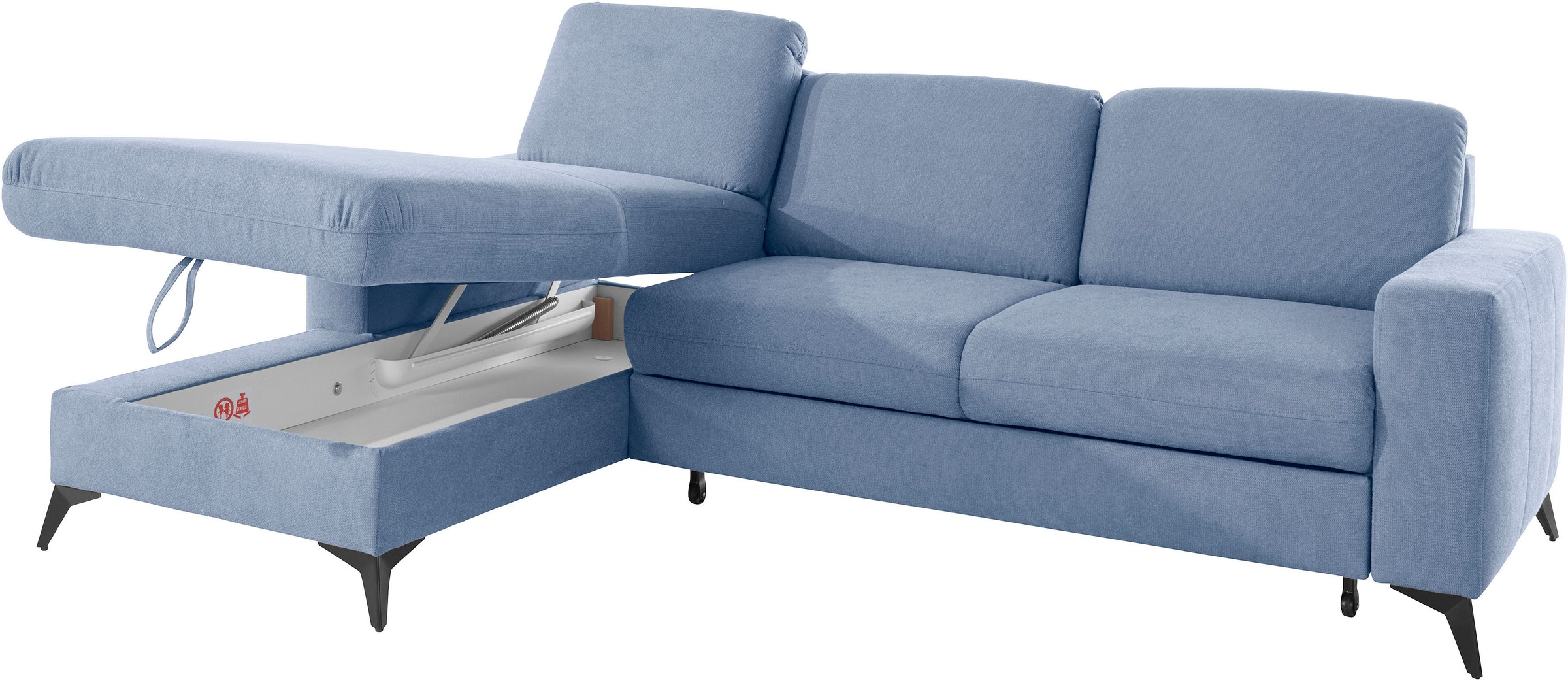 Places of Style Ecksofa »Lolland L-Form«, Wahlweise mit Bettfunktion und Bettkasten, Federkern