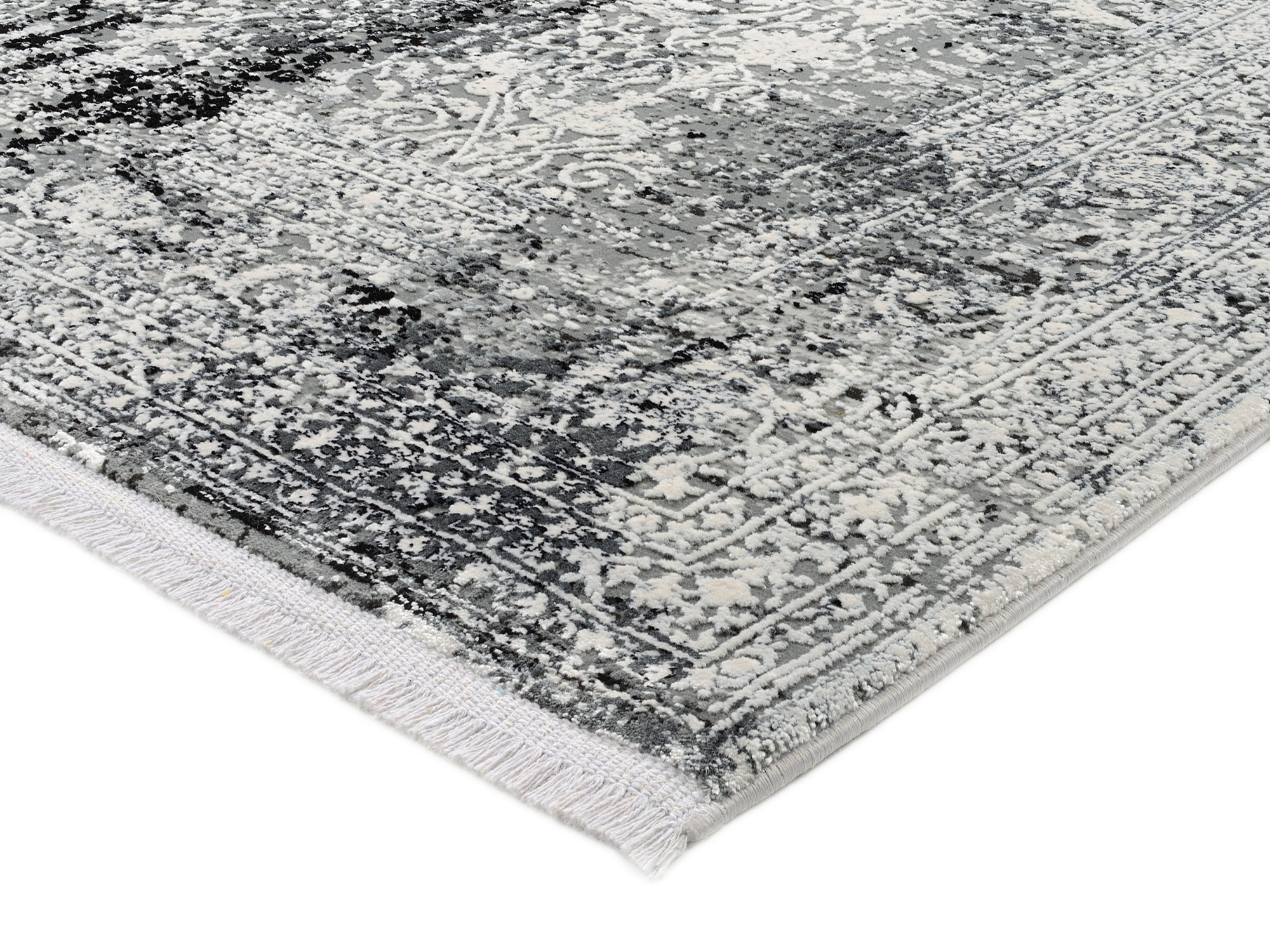 OCI DIE TEPPICHMARKE Teppich »BESTSELLER CAVA«, rechteckig, 8 mm Höhe, Glanz Viskose, mit Fransen, Hoch Tief Struktur, Vintage, Wohnzimmer
