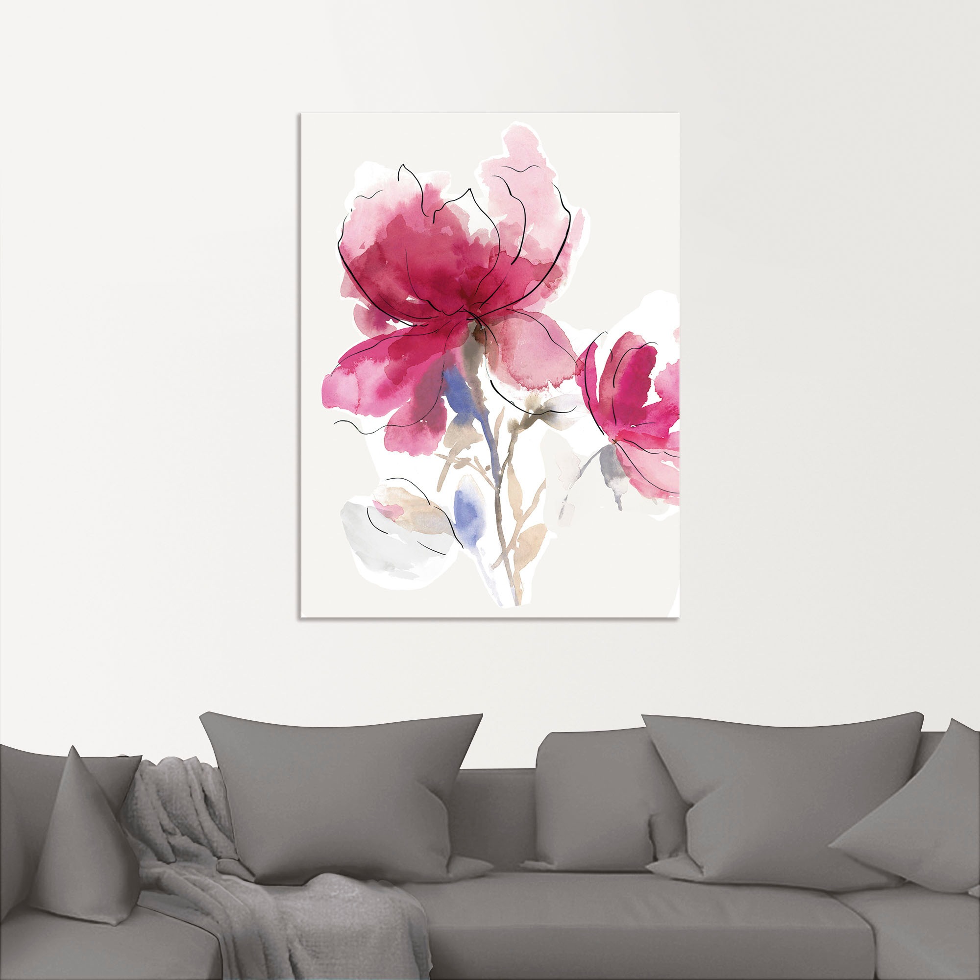 Artland Wandbild »Rosige Blüte I.« Blumenbilder 1 Stk. tlg. als Alubild, Le günstig online kaufen