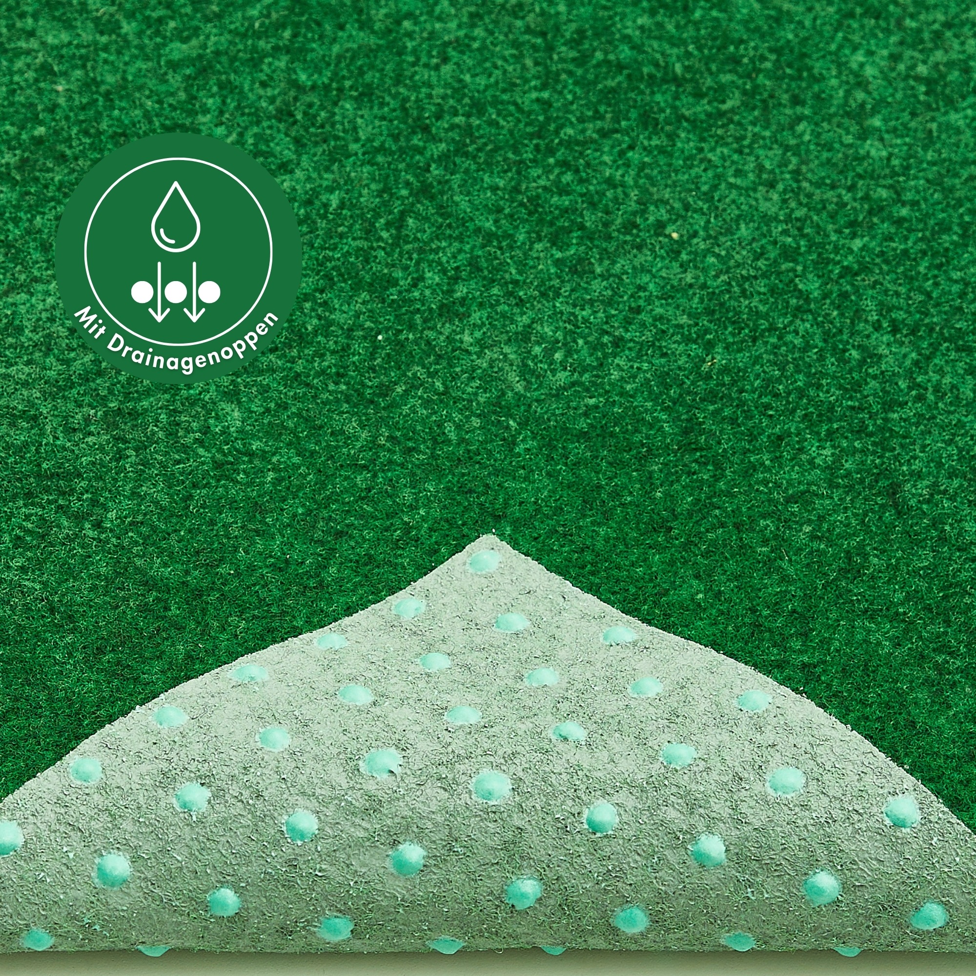 Andiamo Kunstrasen »Field, Made in Belgium« rechteckig 4 mm Höhe für Balkon & Terrasse, mit Drainage-Noppen, Nadelfilz-Optik