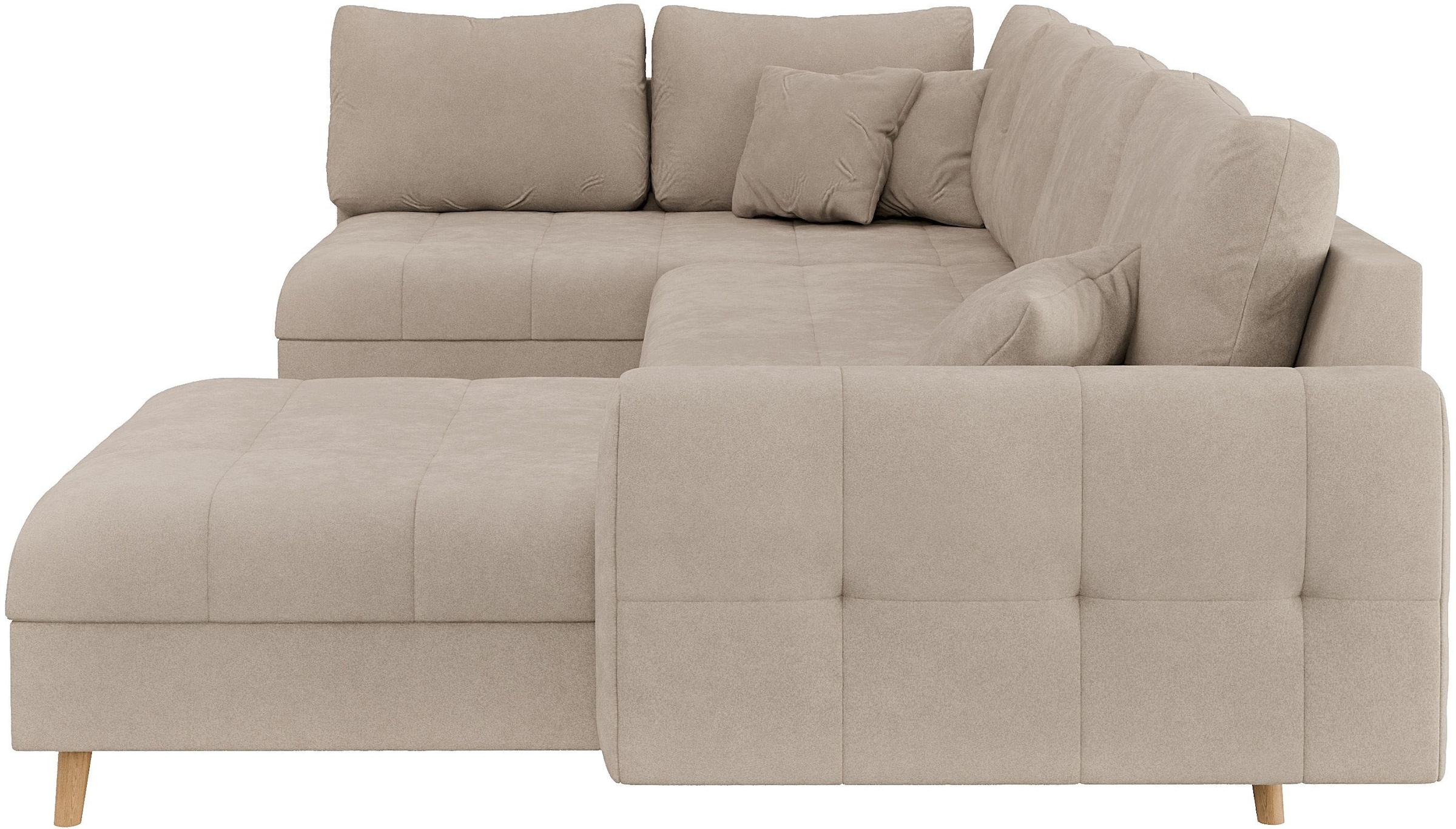 Home affaire Wohnlandschaft »CHARRE U-Form mit Ottomane, Maße B/T/H: 310/161/81 cm«, feine Steppung, lose Rücken- und Zierkissen, auch in Cord und Bouclé