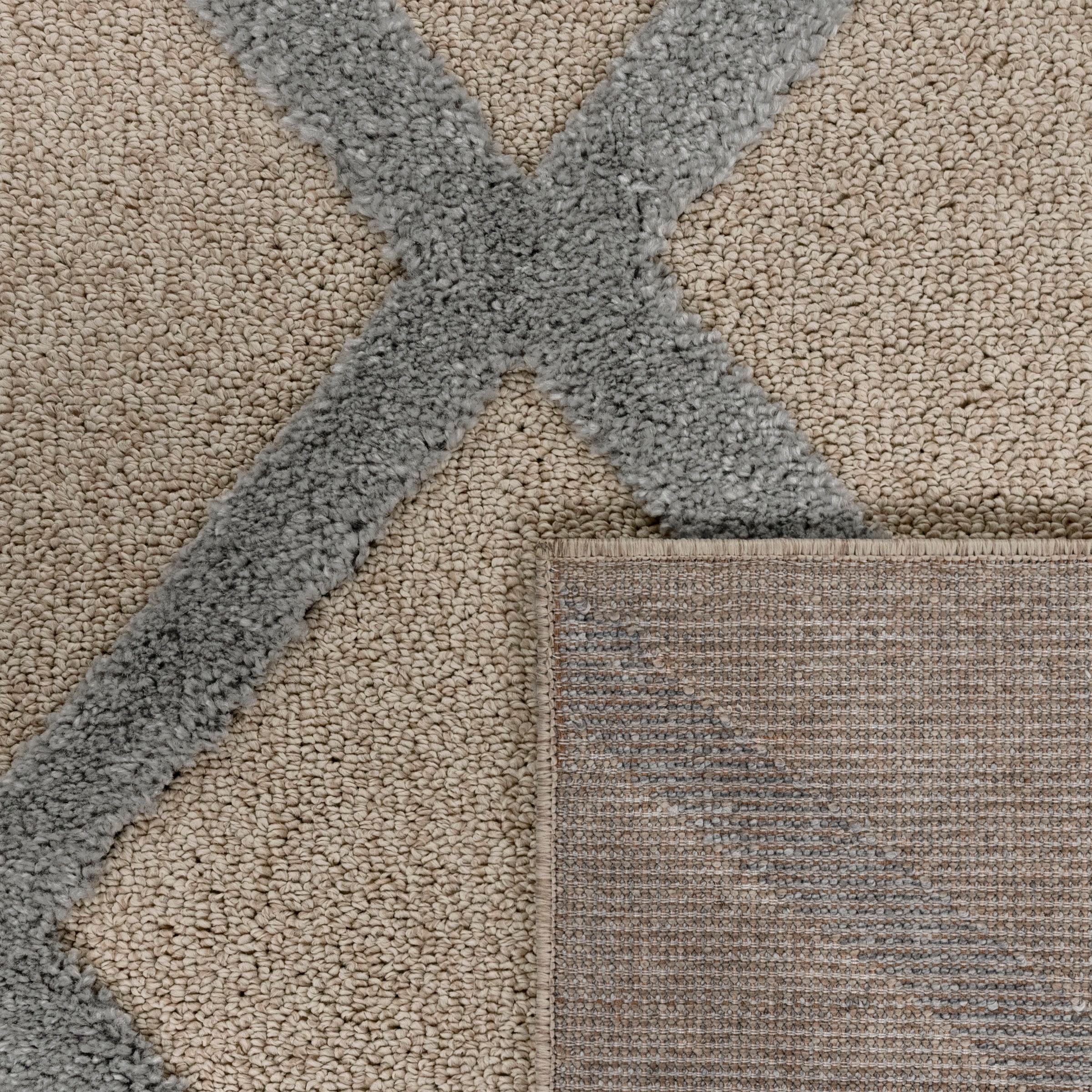 Paco Home Hochflor-Teppich »Genua 745«, rechteckig, 34 mm Höhe, Uni-Farben, Hoch-Tief Effekt, modernes Design, Rauten, weicher Flor